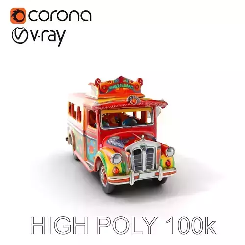 Colorful Vintage Bus Model Pack for Games and Animation