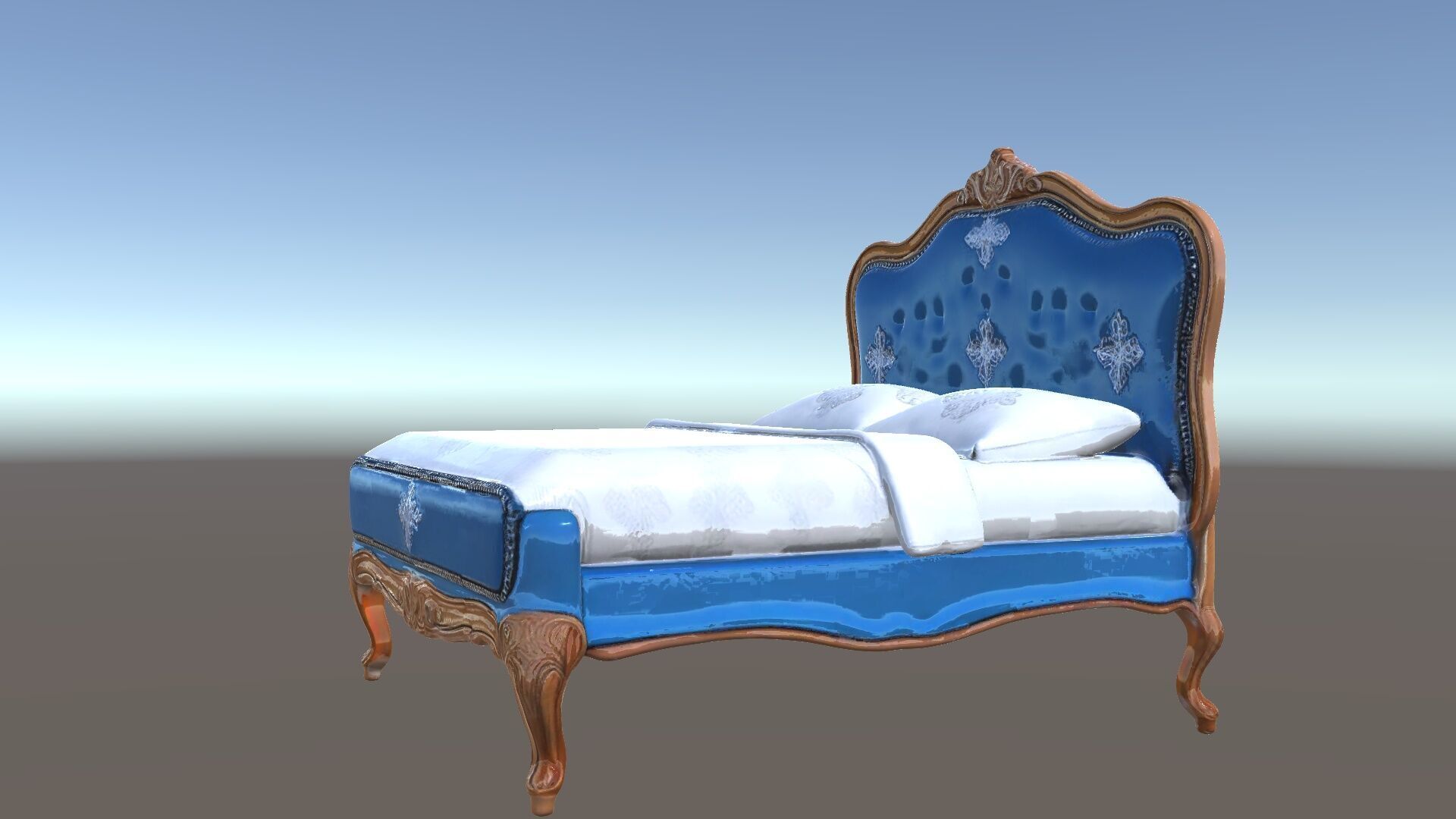 Elegant Baroque Bed Model Pack Low-poly 3D model_5