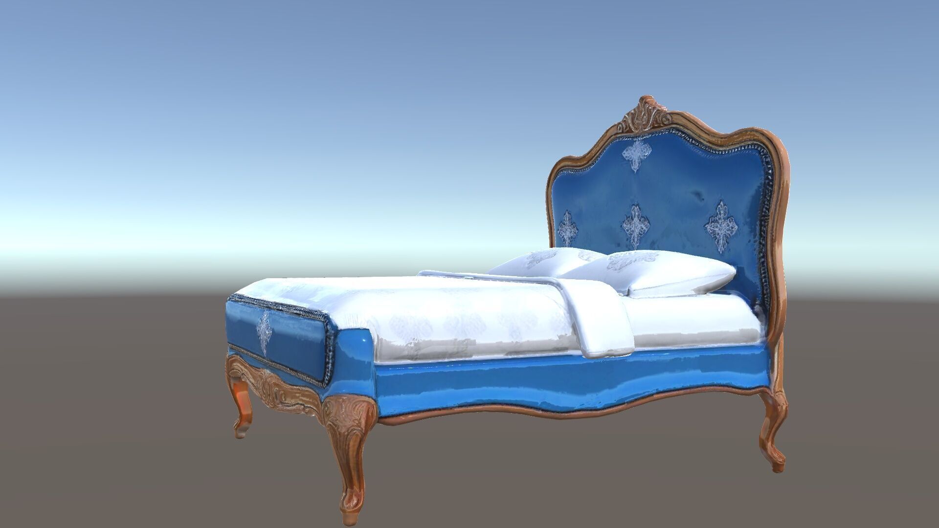 Elegant Baroque Bed Model Pack Low-poly 3D model_33