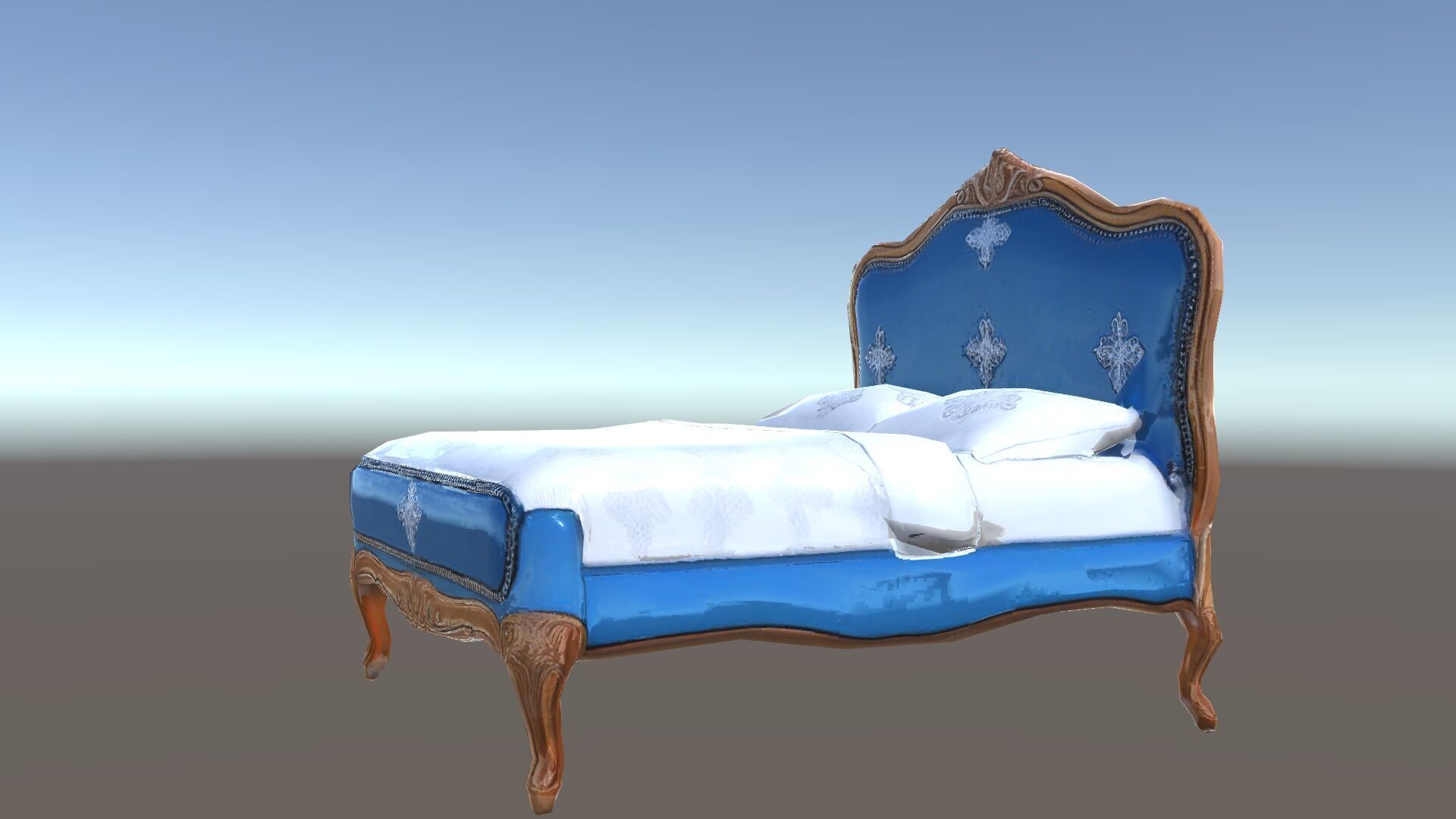 Elegant Baroque Bed Model Pack Low-poly 3D model_34