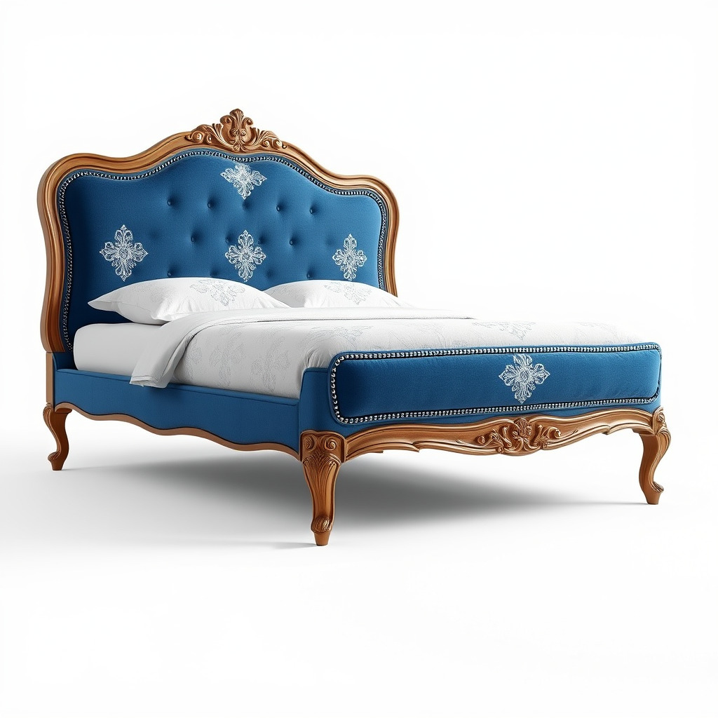 Elegant Baroque Bed Model Pack Low-poly 3D model_2