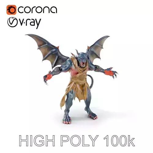 Demonic Winged Creature Rigged and Animated Low-poly 3D model