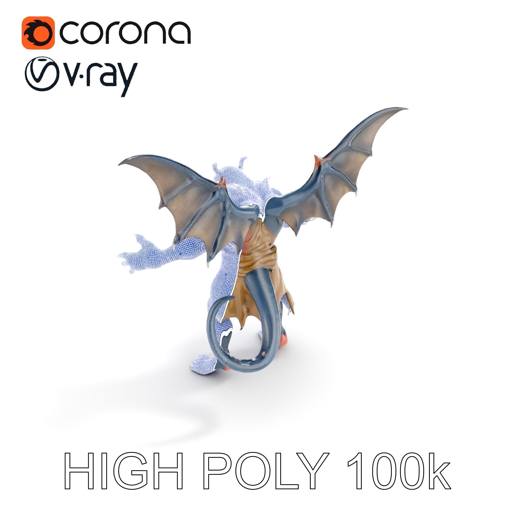 Demonic Winged Creature Rigged and Animated Low-poly 3D model_25