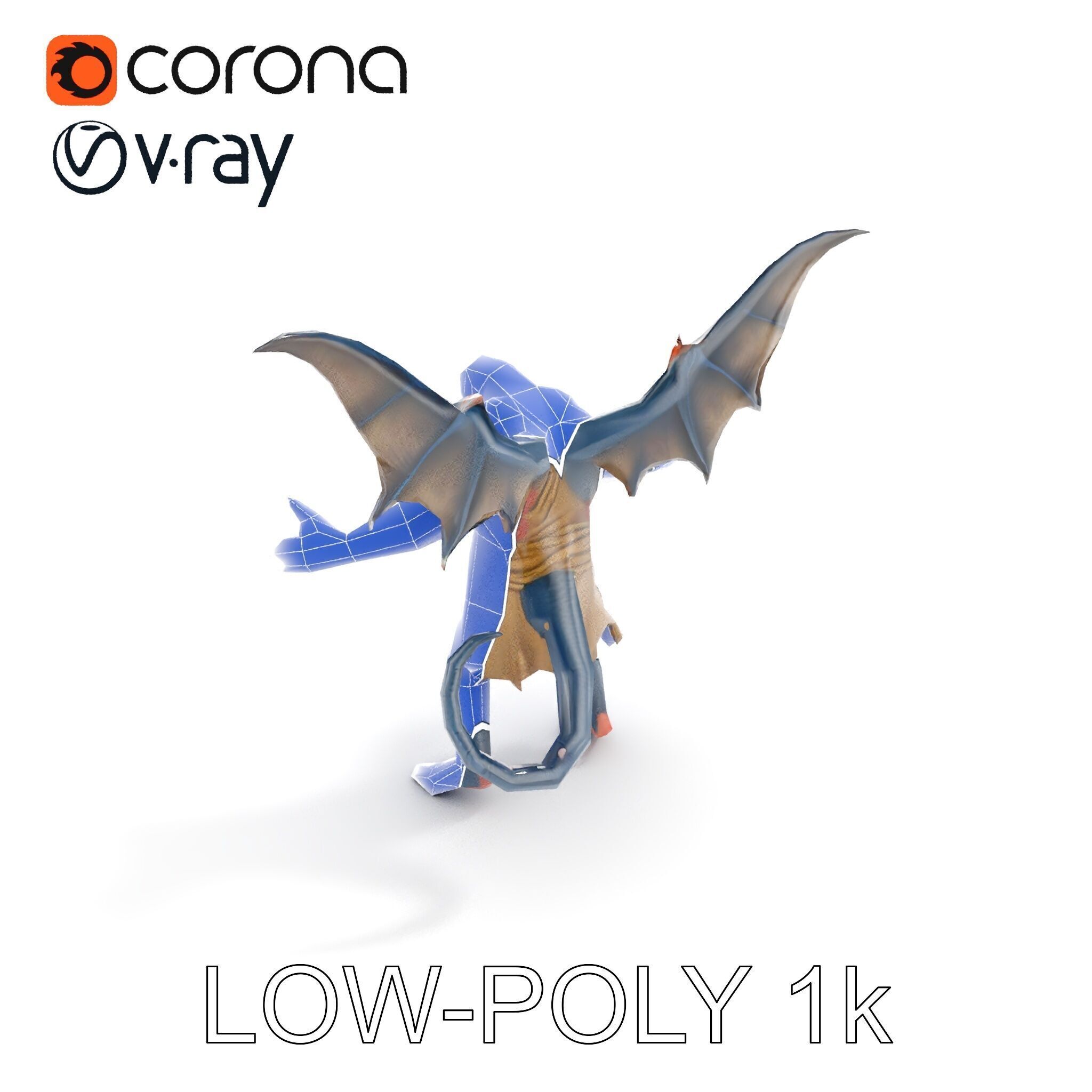 Demonic Winged Creature Rigged and Animated Low-poly 3D model_24
