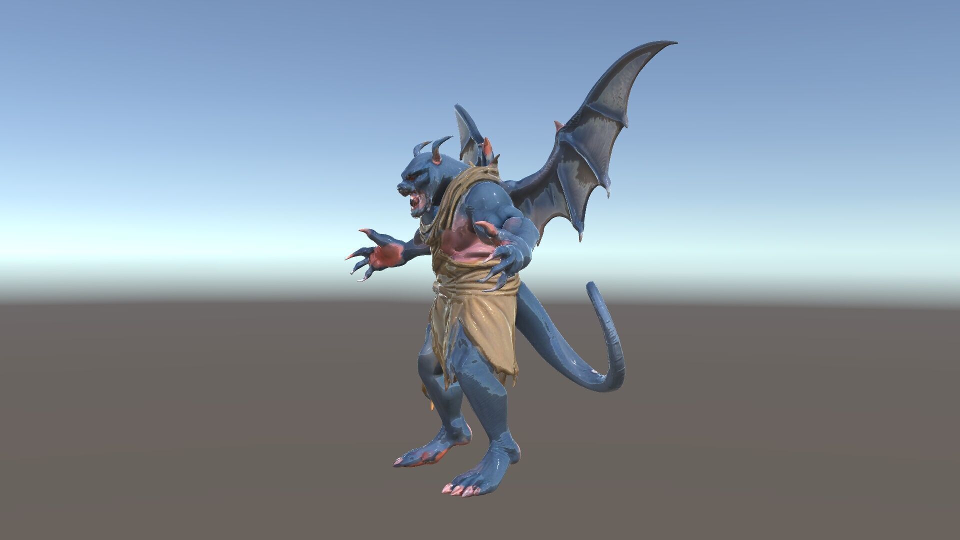 Demonic Winged Creature Rigged and Animated Low-poly 3D model_6