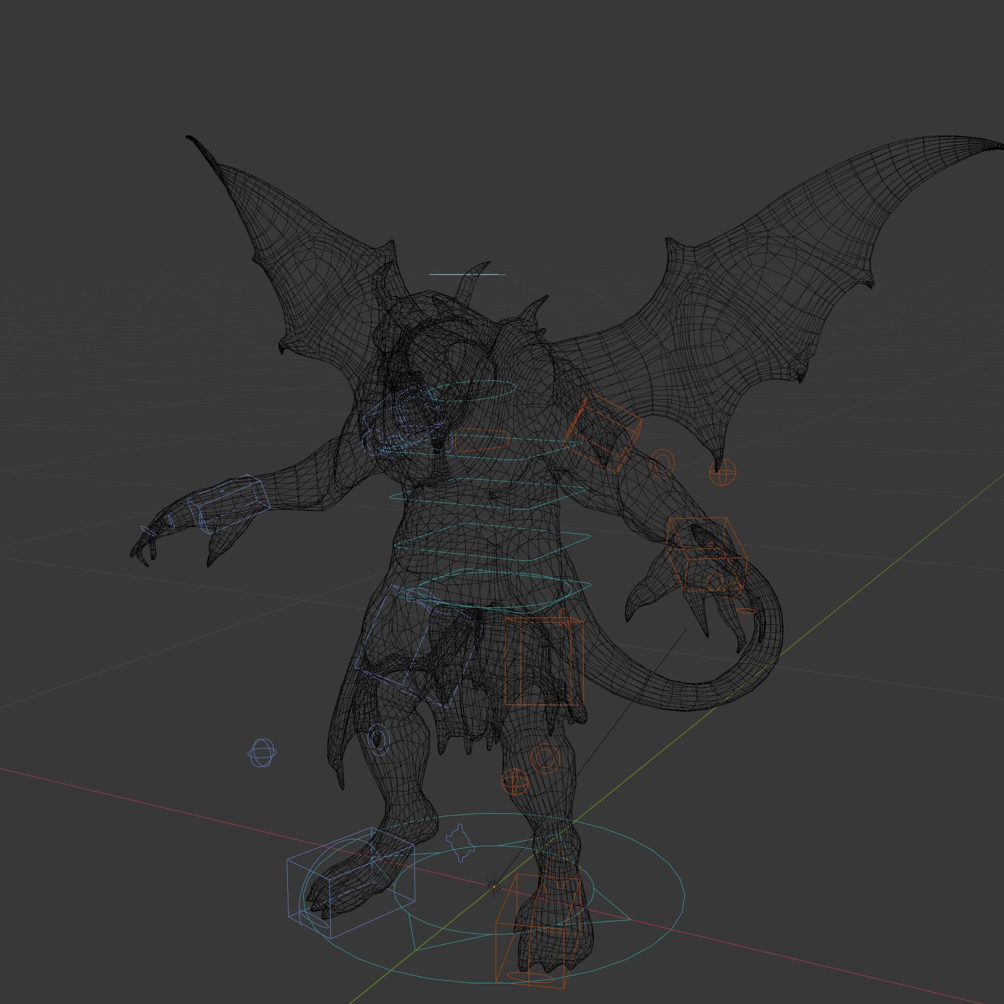 Demonic Winged Creature Rigged and Animated Low-poly 3D model_9