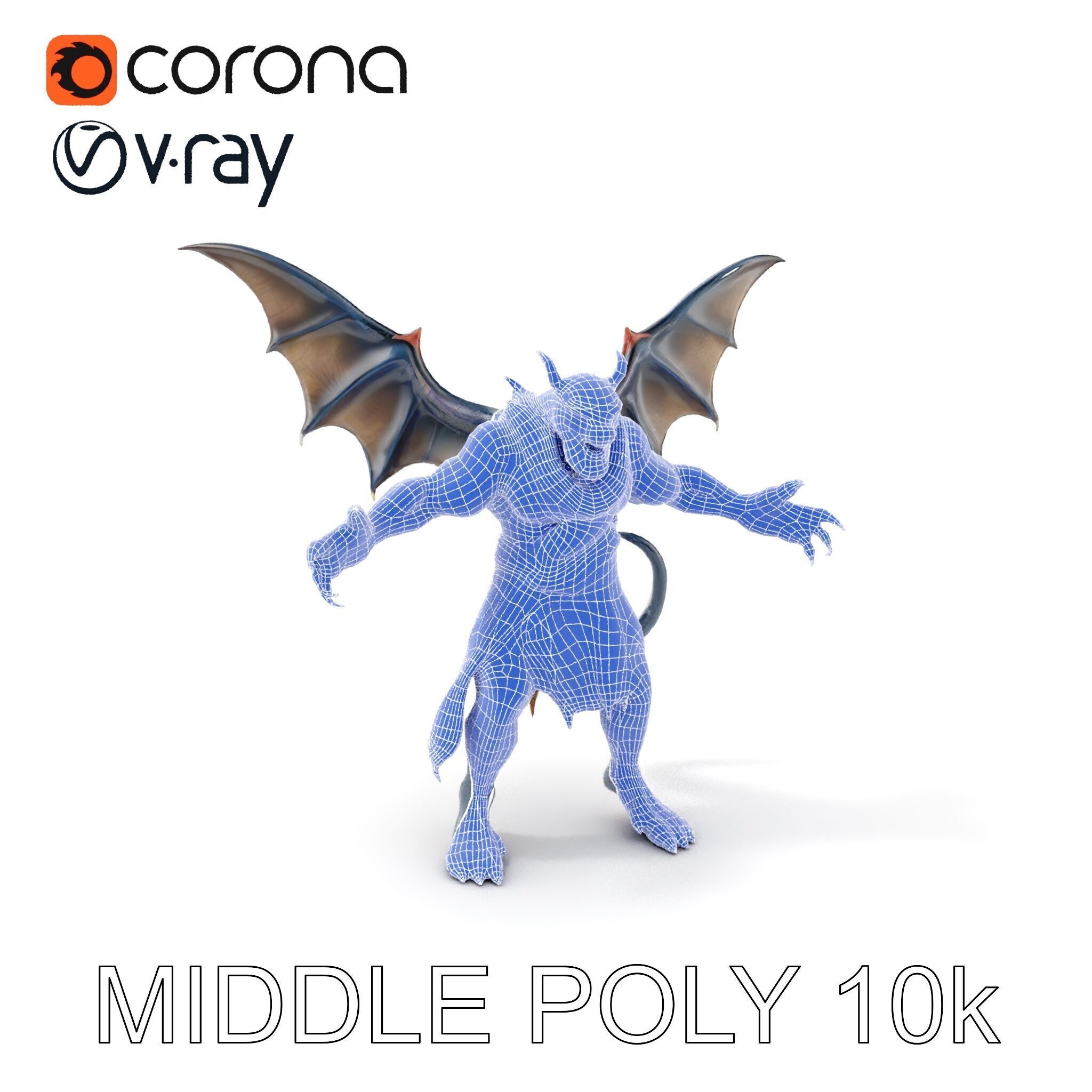 Demonic Winged Creature Rigged and Animated Low-poly 3D model_35
