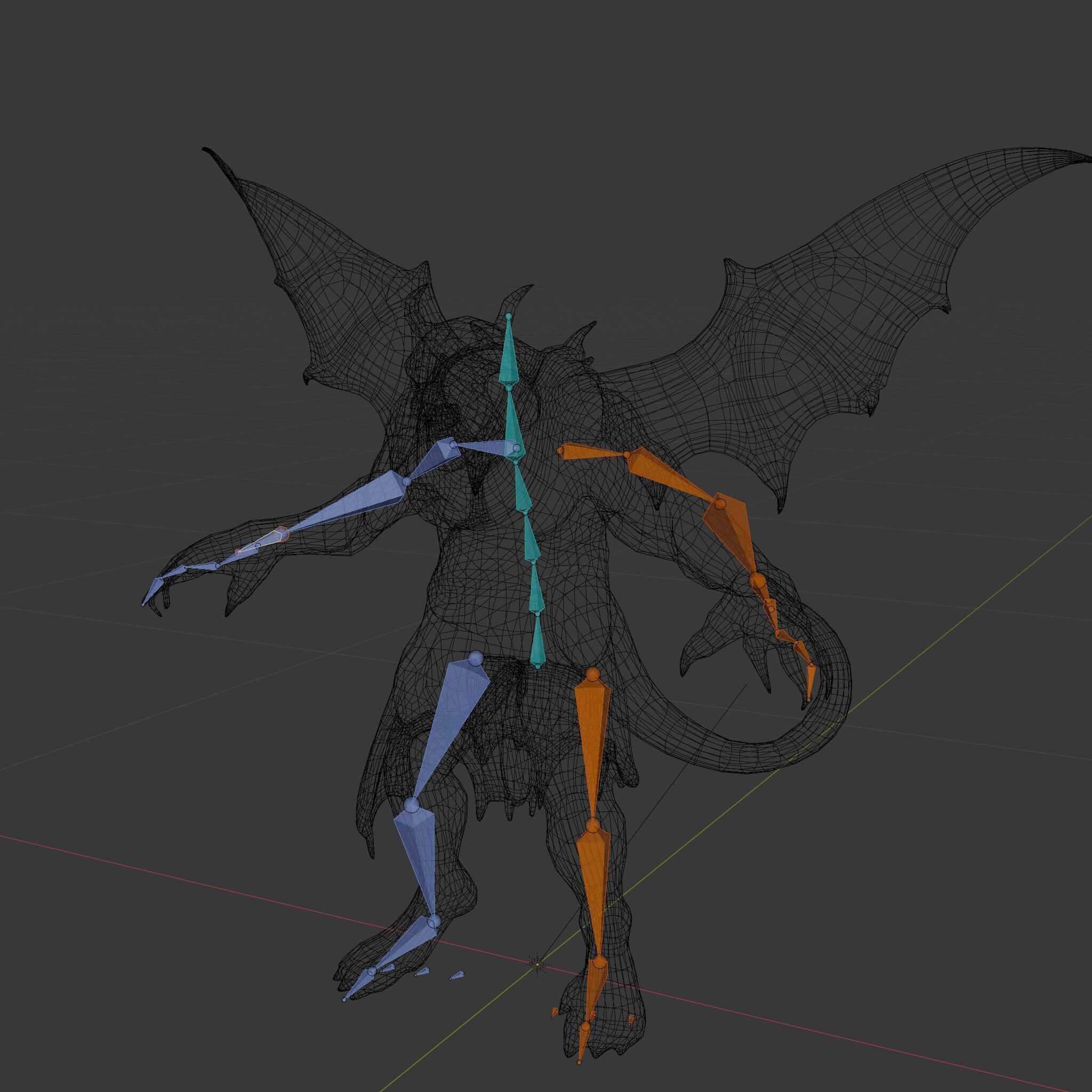 Demonic Winged Creature Rigged and Animated Low-poly 3D model_7