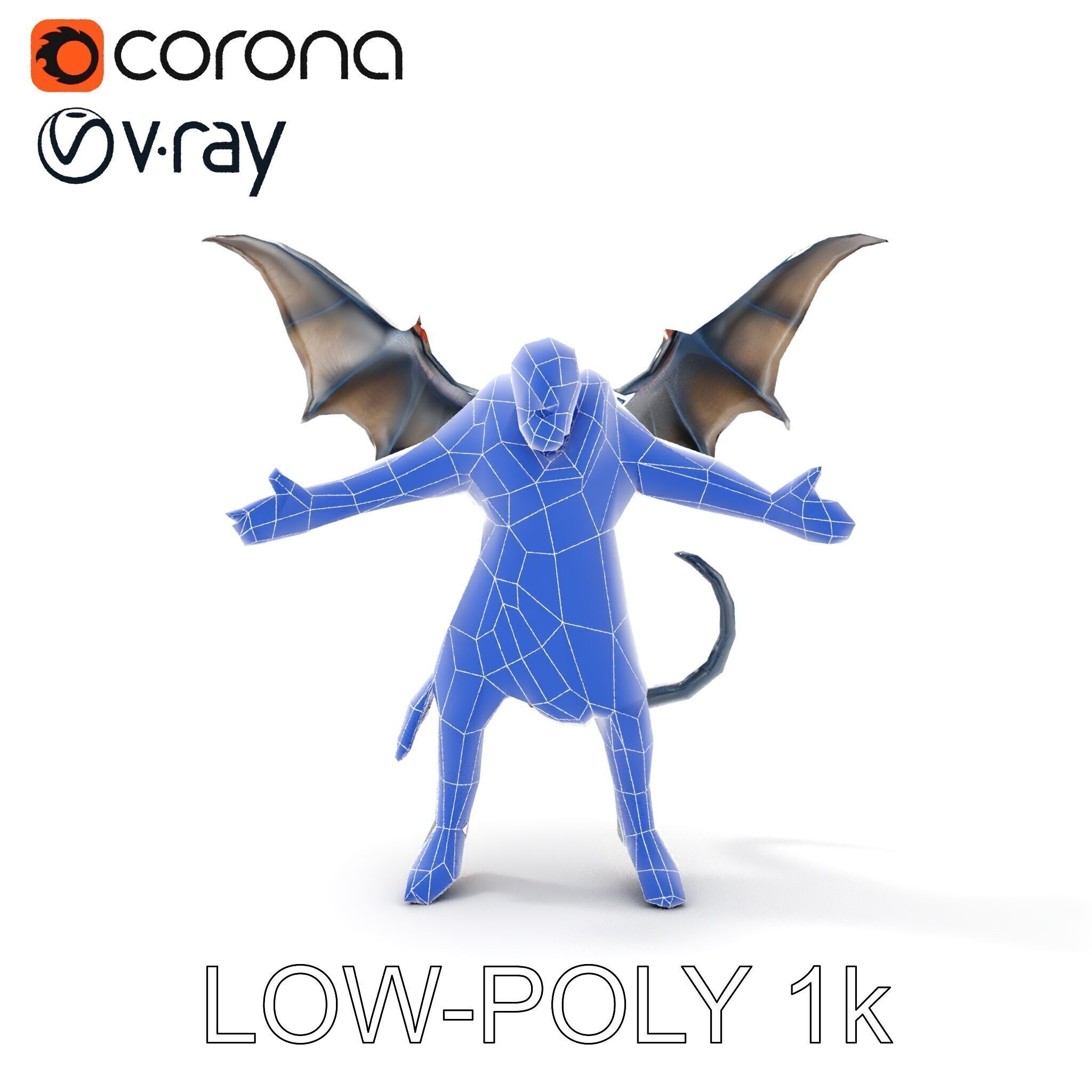 Demonic Winged Creature Rigged and Animated Low-poly 3D model_33