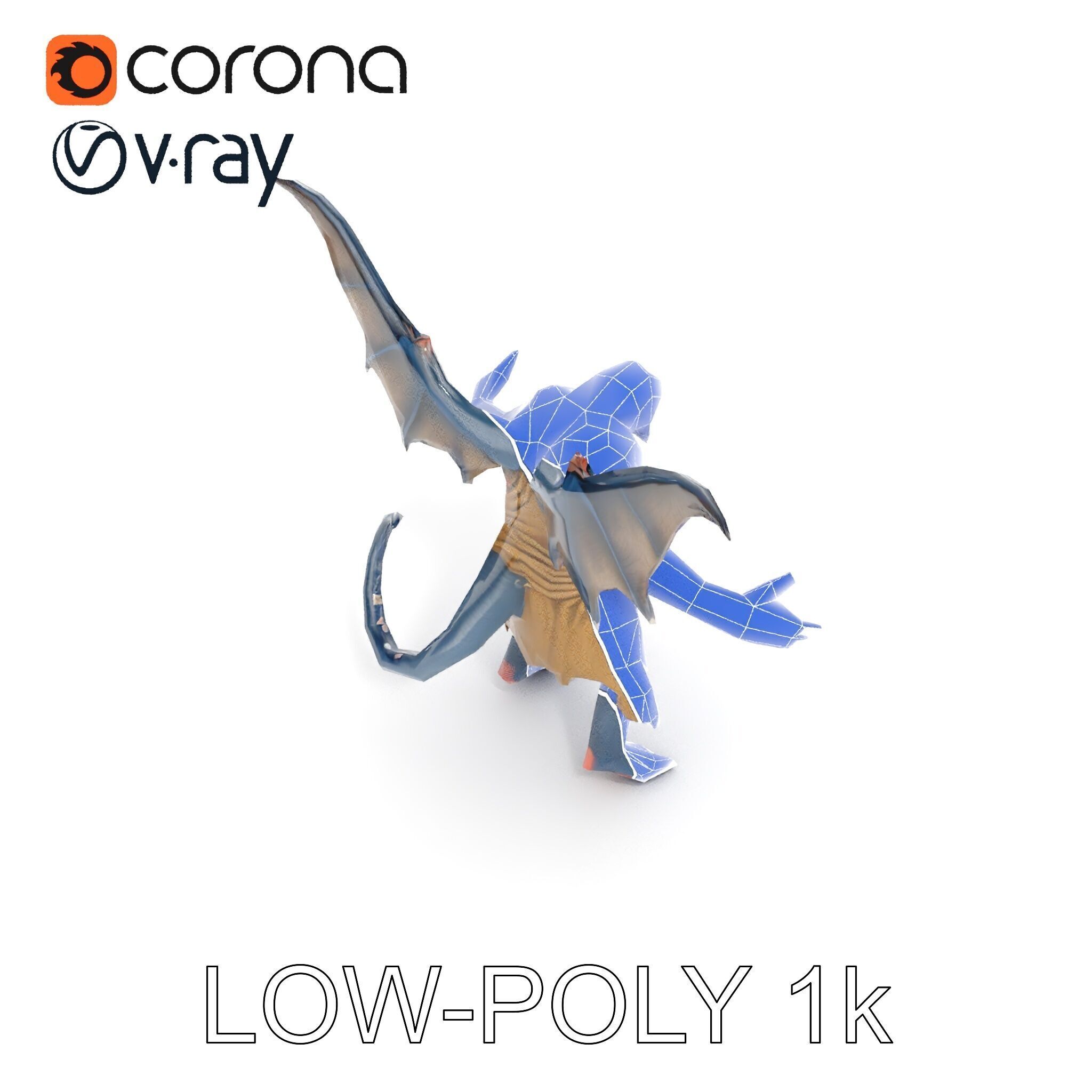 Demonic Winged Creature Rigged and Animated Low-poly 3D model_30