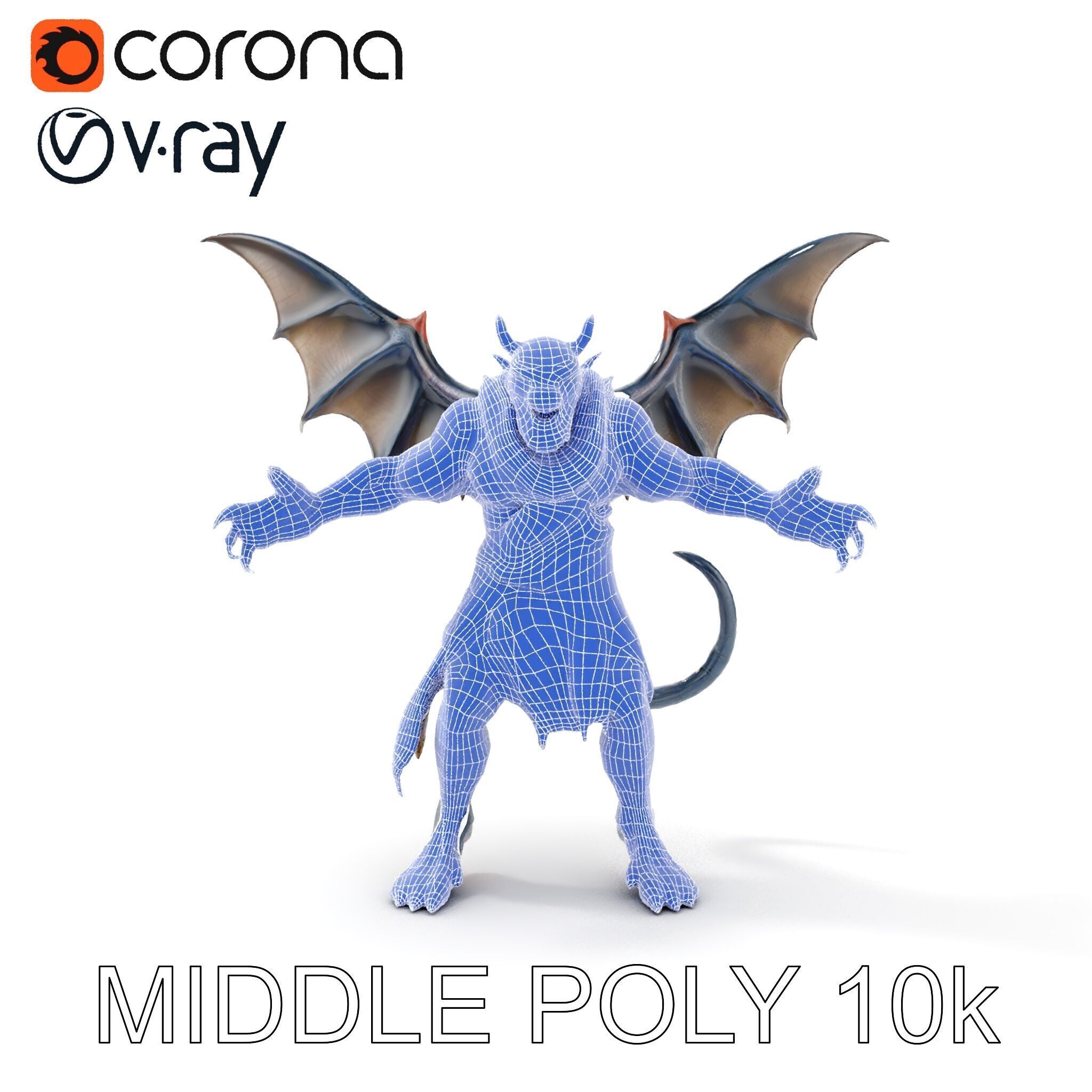 Demonic Winged Creature Rigged and Animated Low-poly 3D model_26