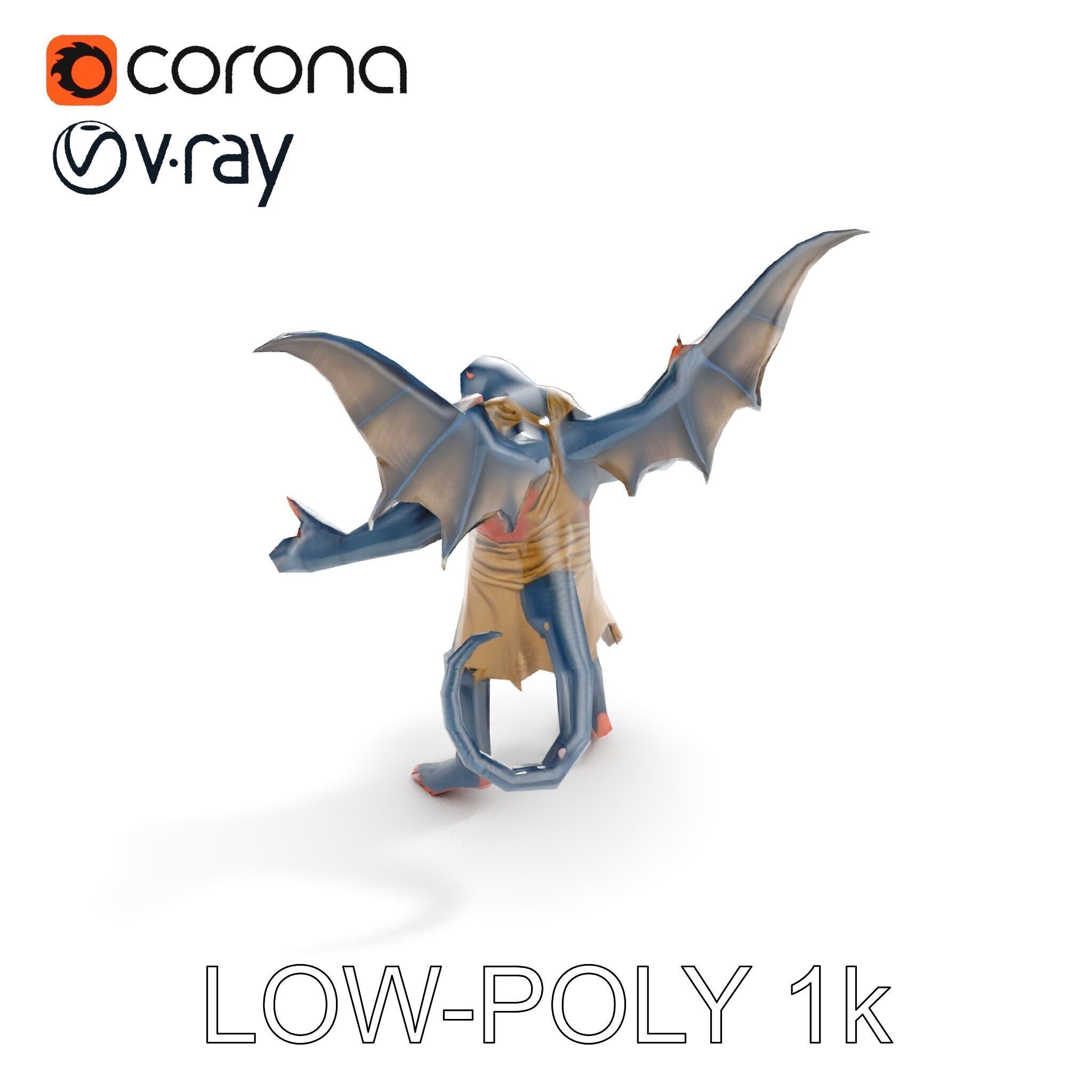 Demonic Winged Creature Rigged and Animated Low-poly 3D model_18