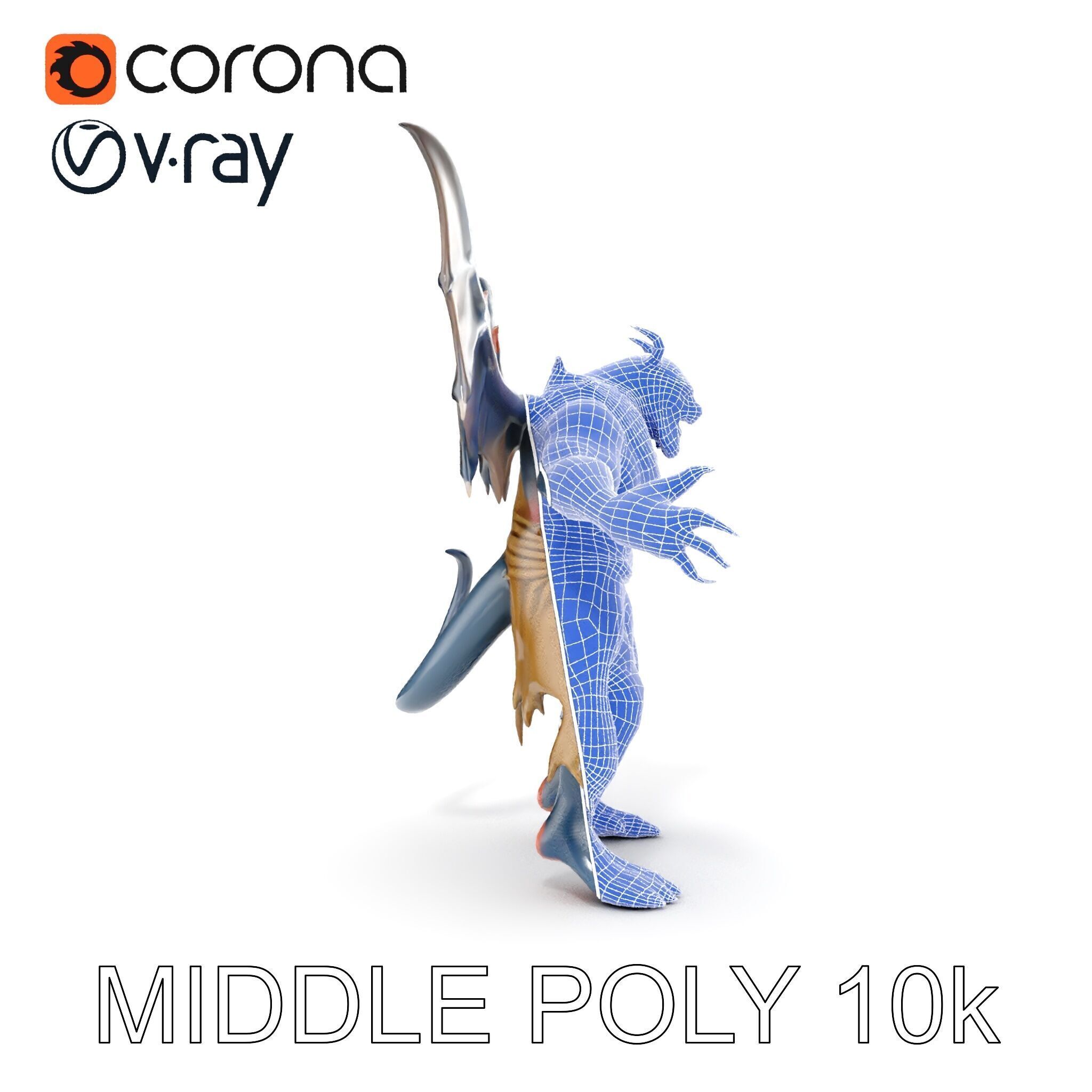 Demonic Winged Creature Rigged and Animated Low-poly 3D model_37