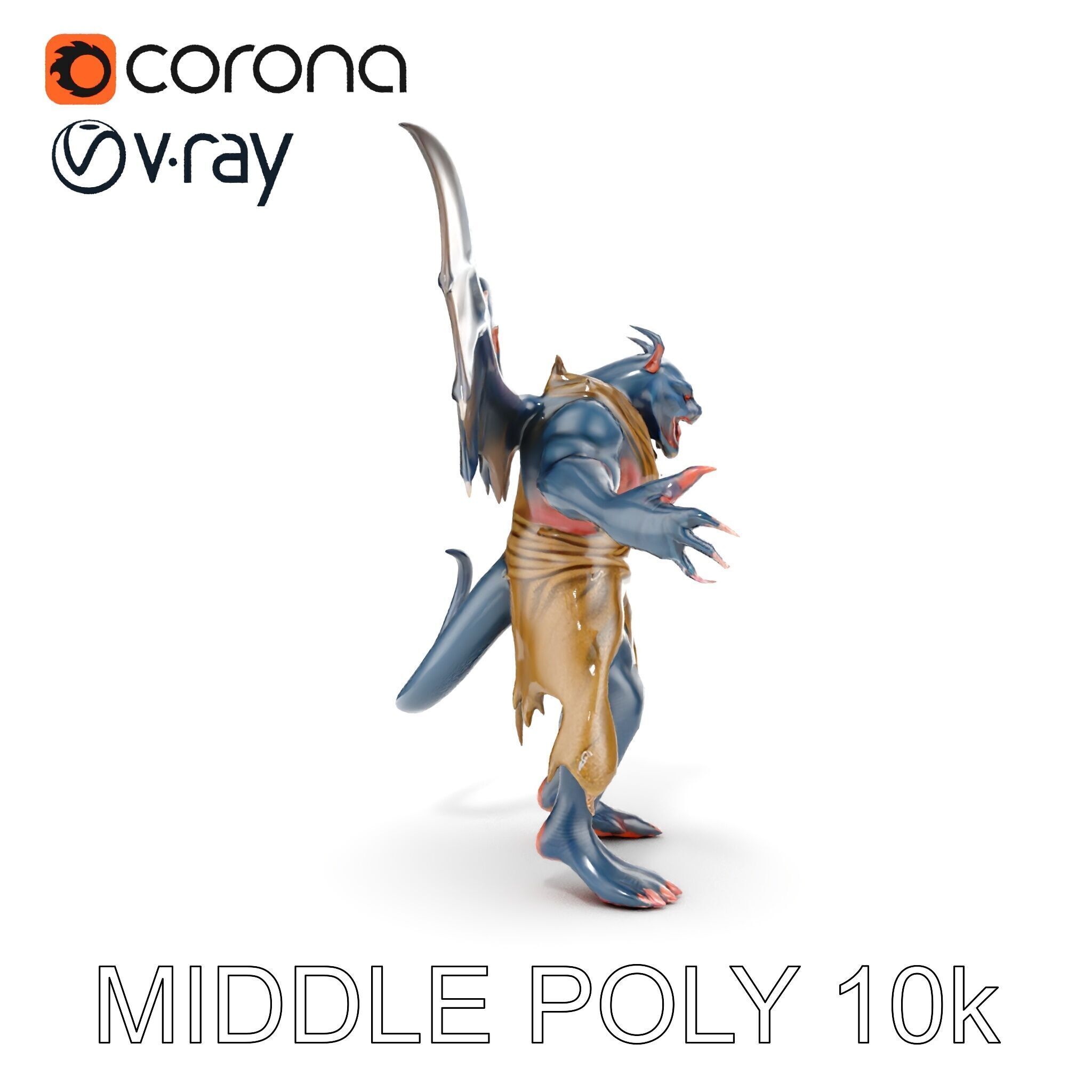 Demonic Winged Creature Rigged and Animated Low-poly 3D model_17