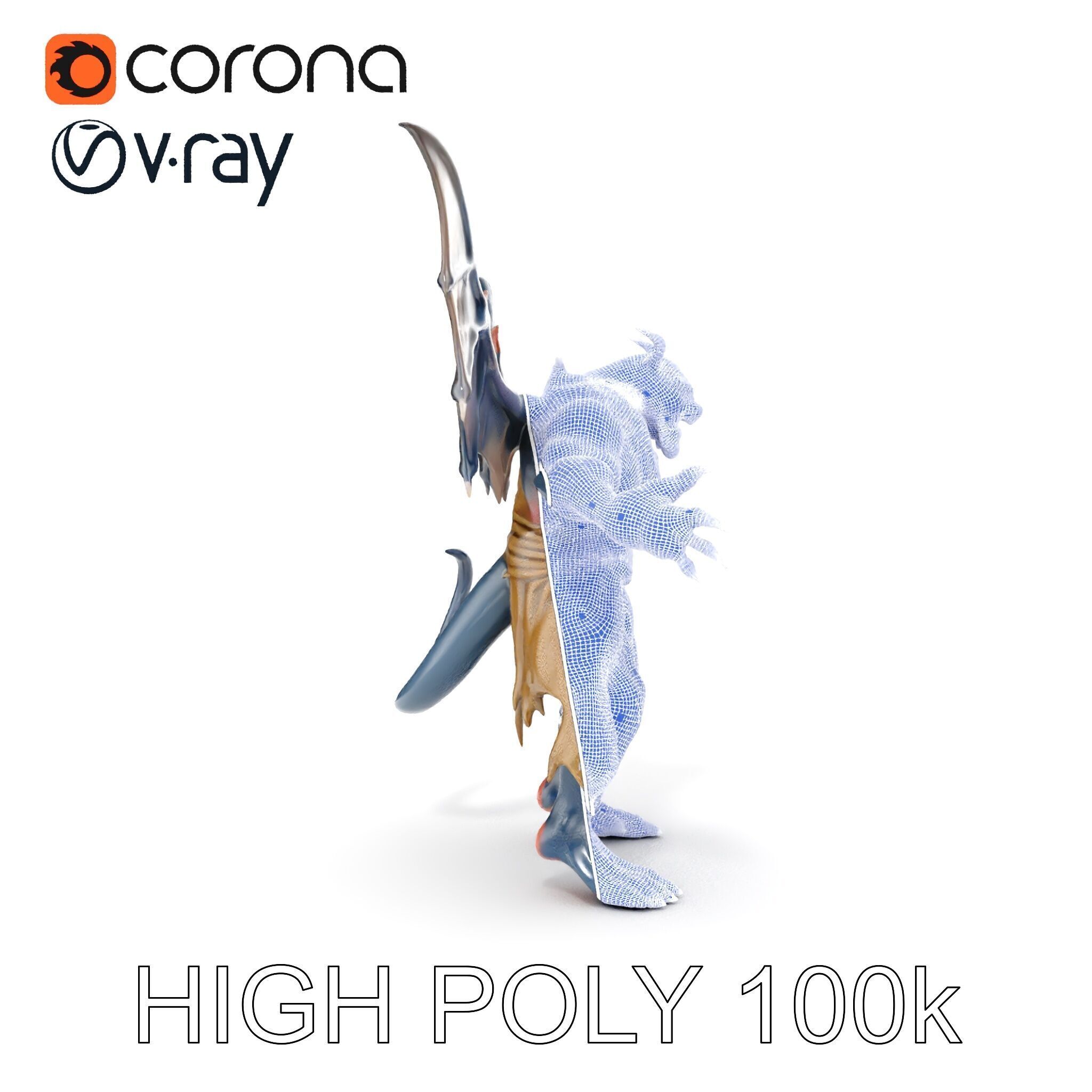 Demonic Winged Creature Rigged and Animated Low-poly 3D model_31