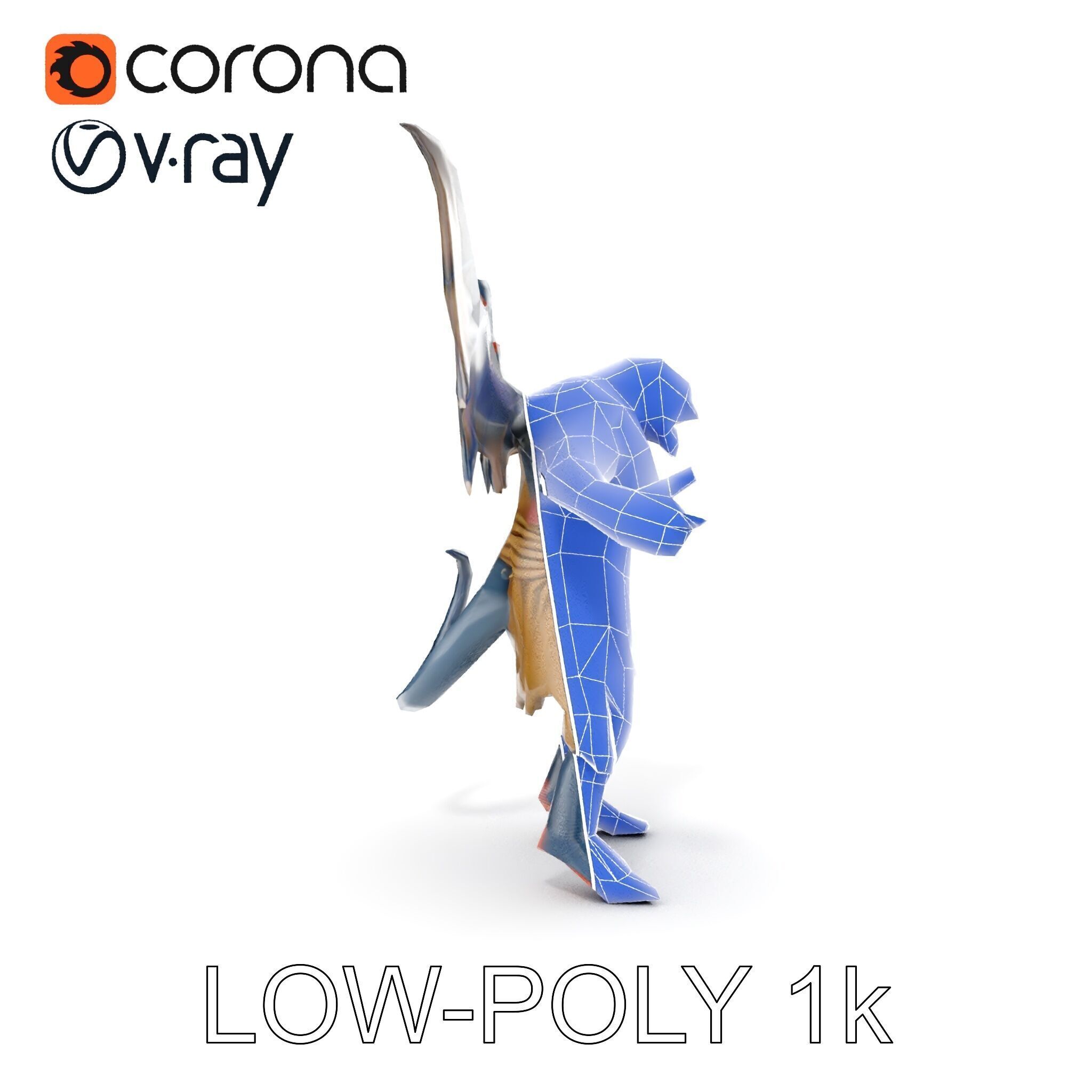 Demonic Winged Creature Rigged and Animated Low-poly 3D model_27