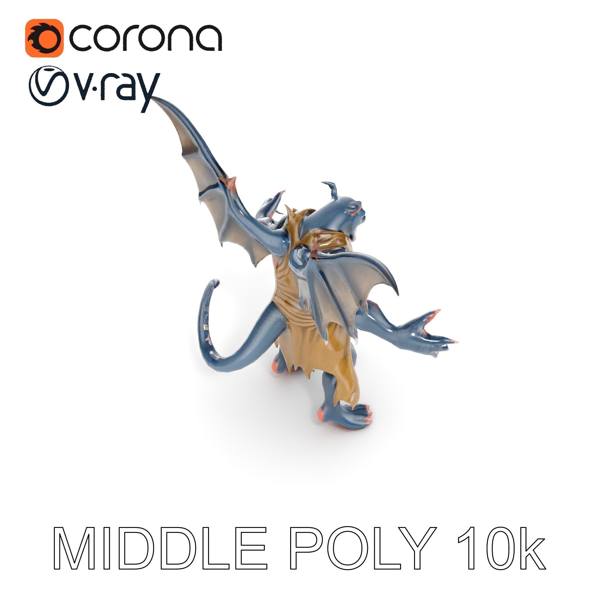 Demonic Winged Creature Rigged and Animated Low-poly 3D model_20