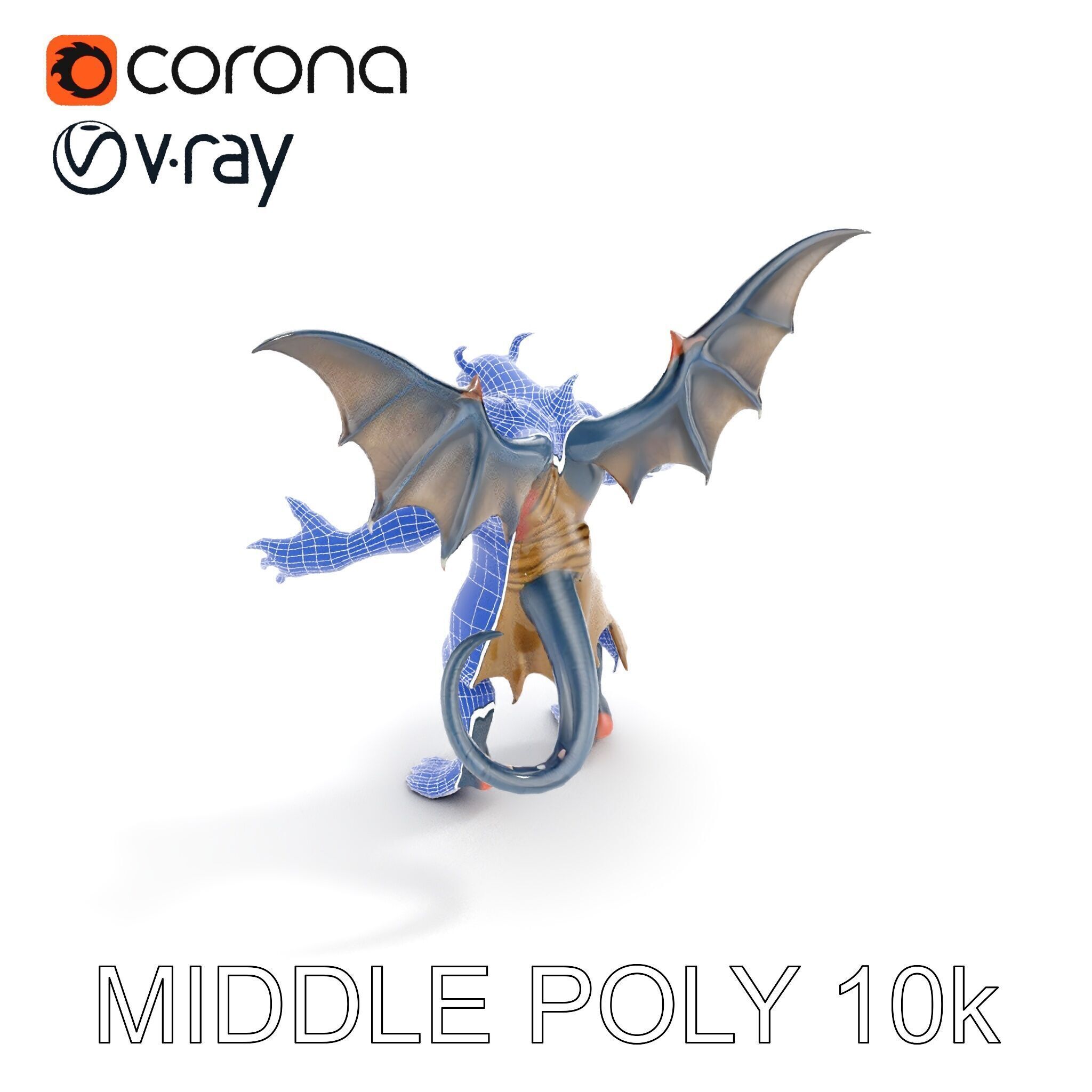 Demonic Winged Creature Rigged and Animated Low-poly 3D model_29