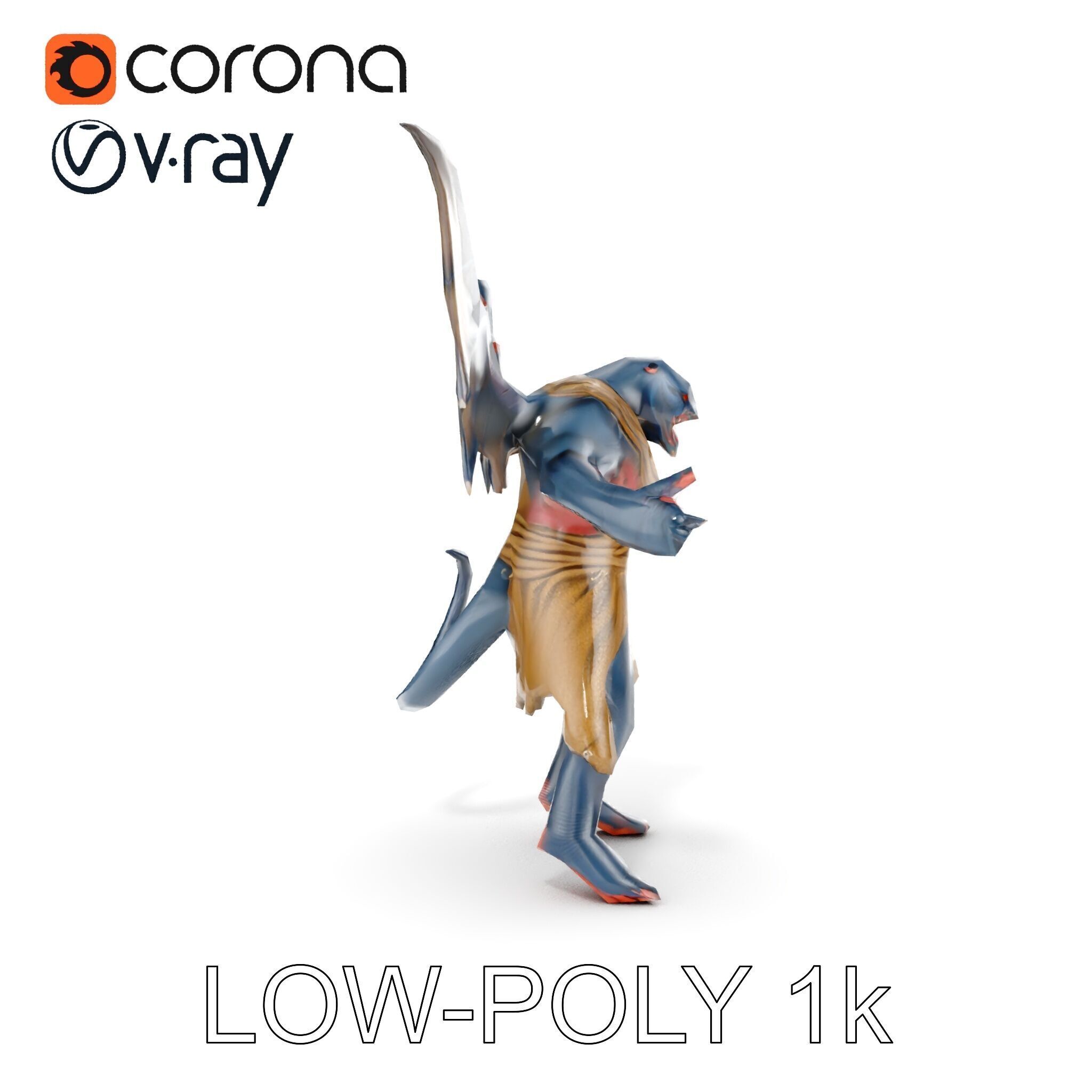 Demonic Winged Creature Rigged and Animated Low-poly 3D model_21