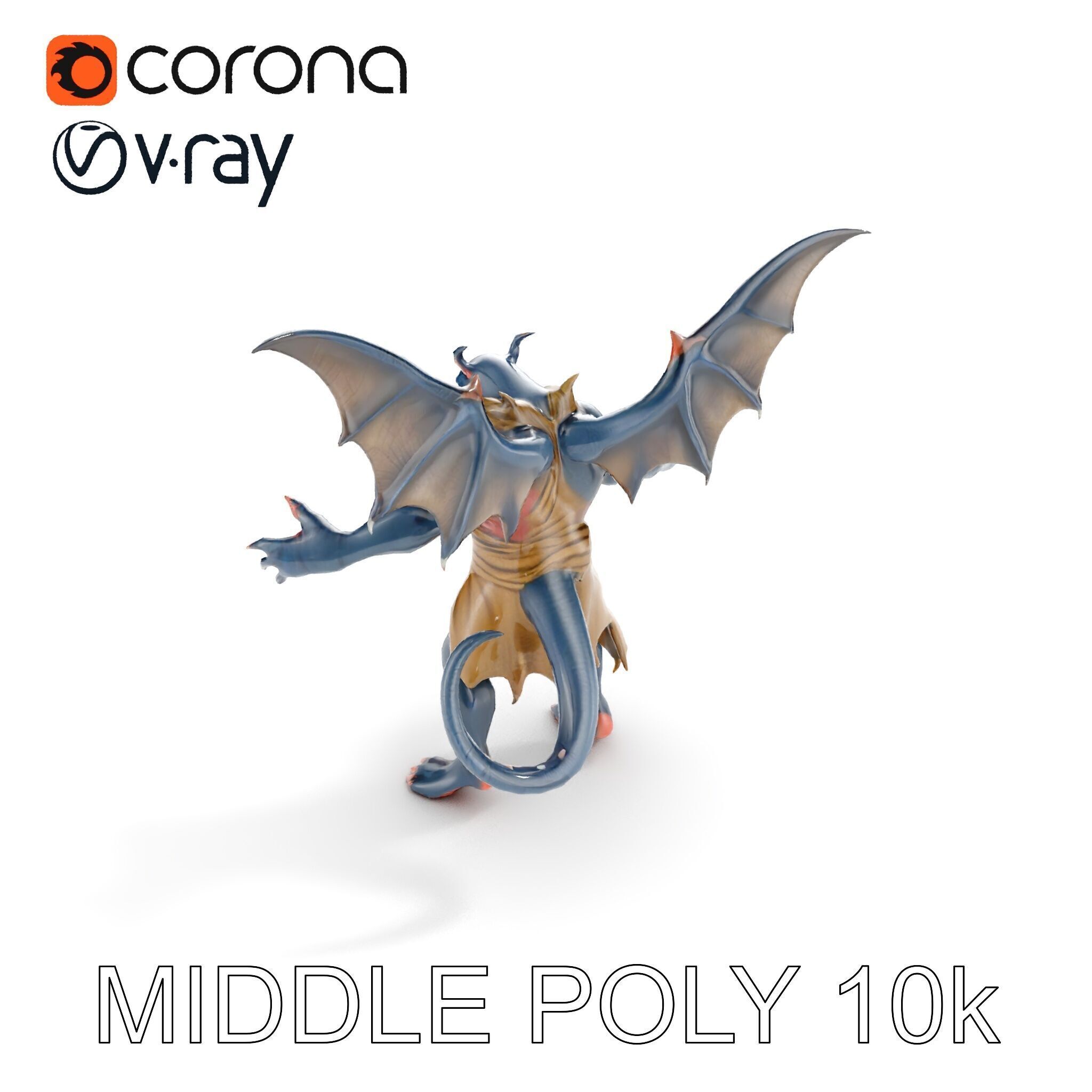 Demonic Winged Creature Rigged and Animated Low-poly 3D model_15
