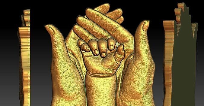 1 baby and dad hands CNC Relief Model 3D print model