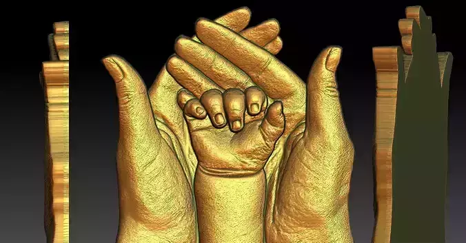 1 baby and dad hands CNC Relief Model