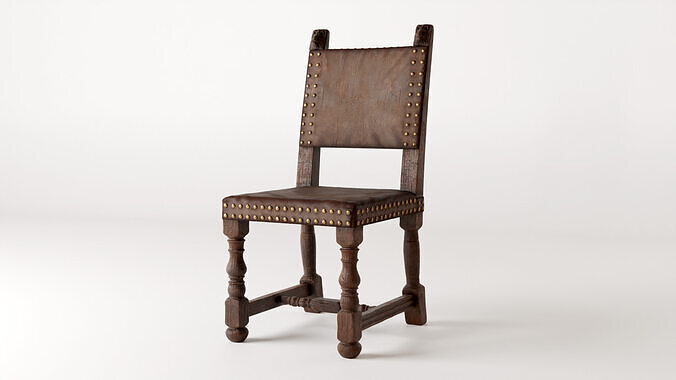 old wooden chair Low-poly 3D model