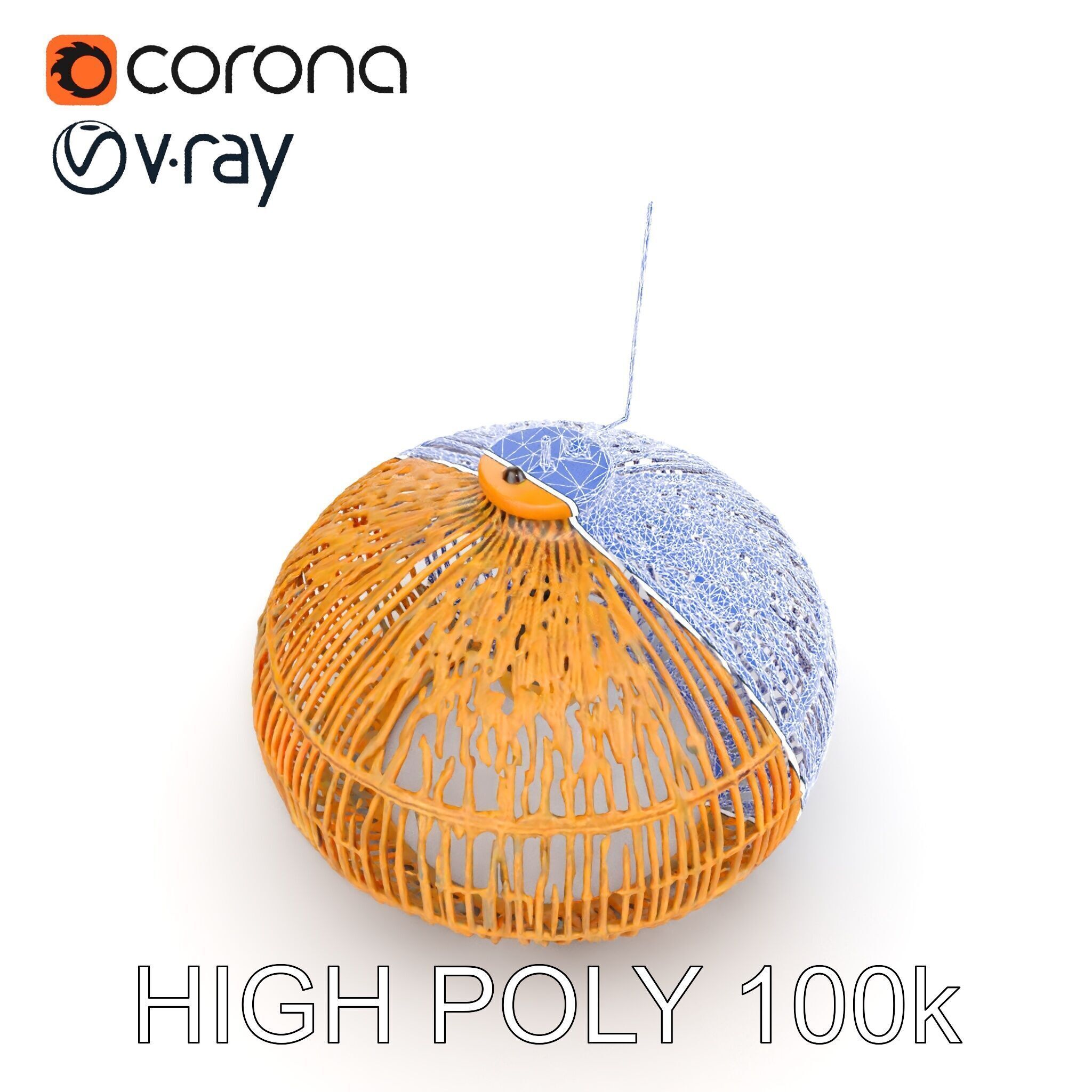 Rattan Pendant Lamp D model pack for interior design Low-poly 3D model_24