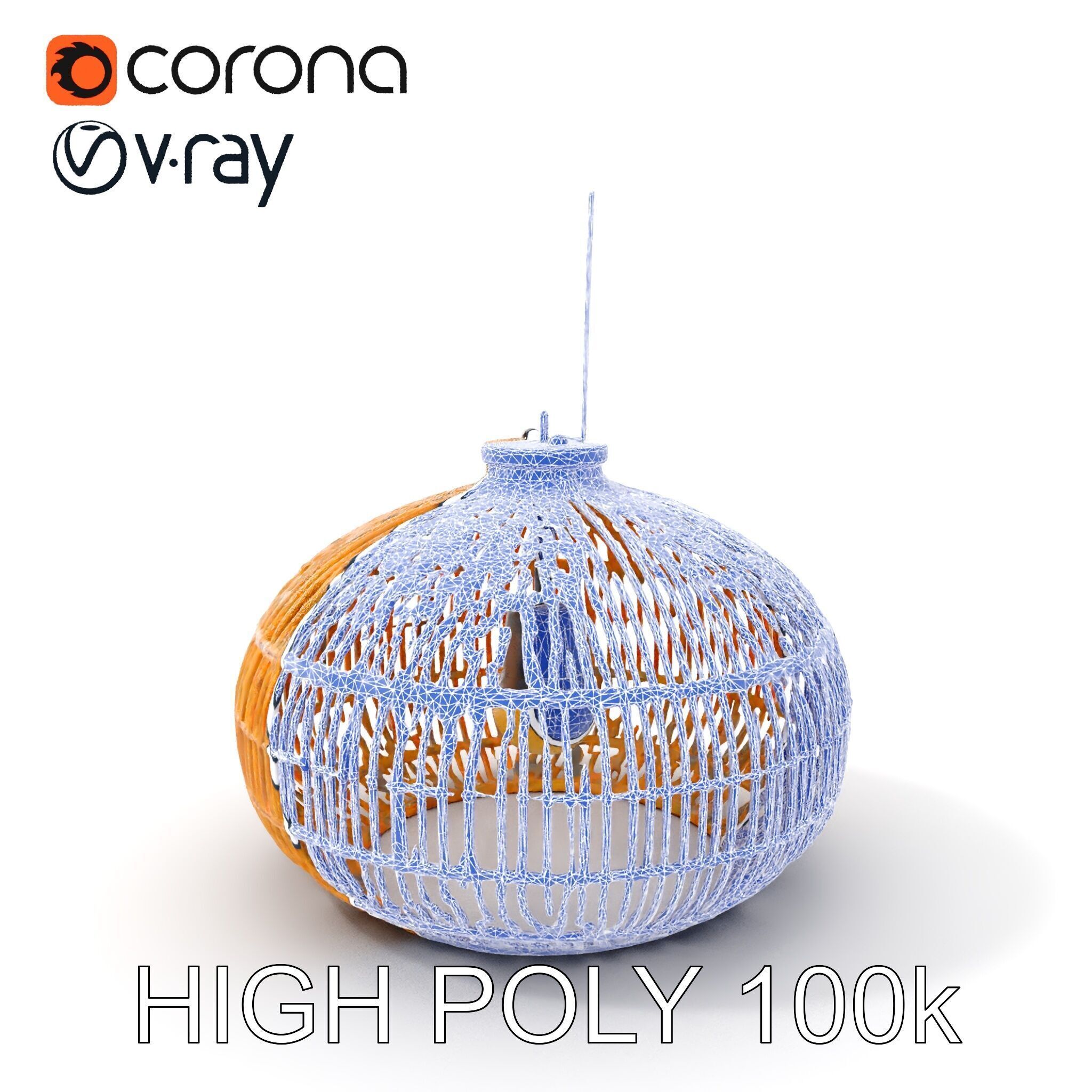 Rattan Pendant Lamp D model pack for interior design Low-poly 3D model_27