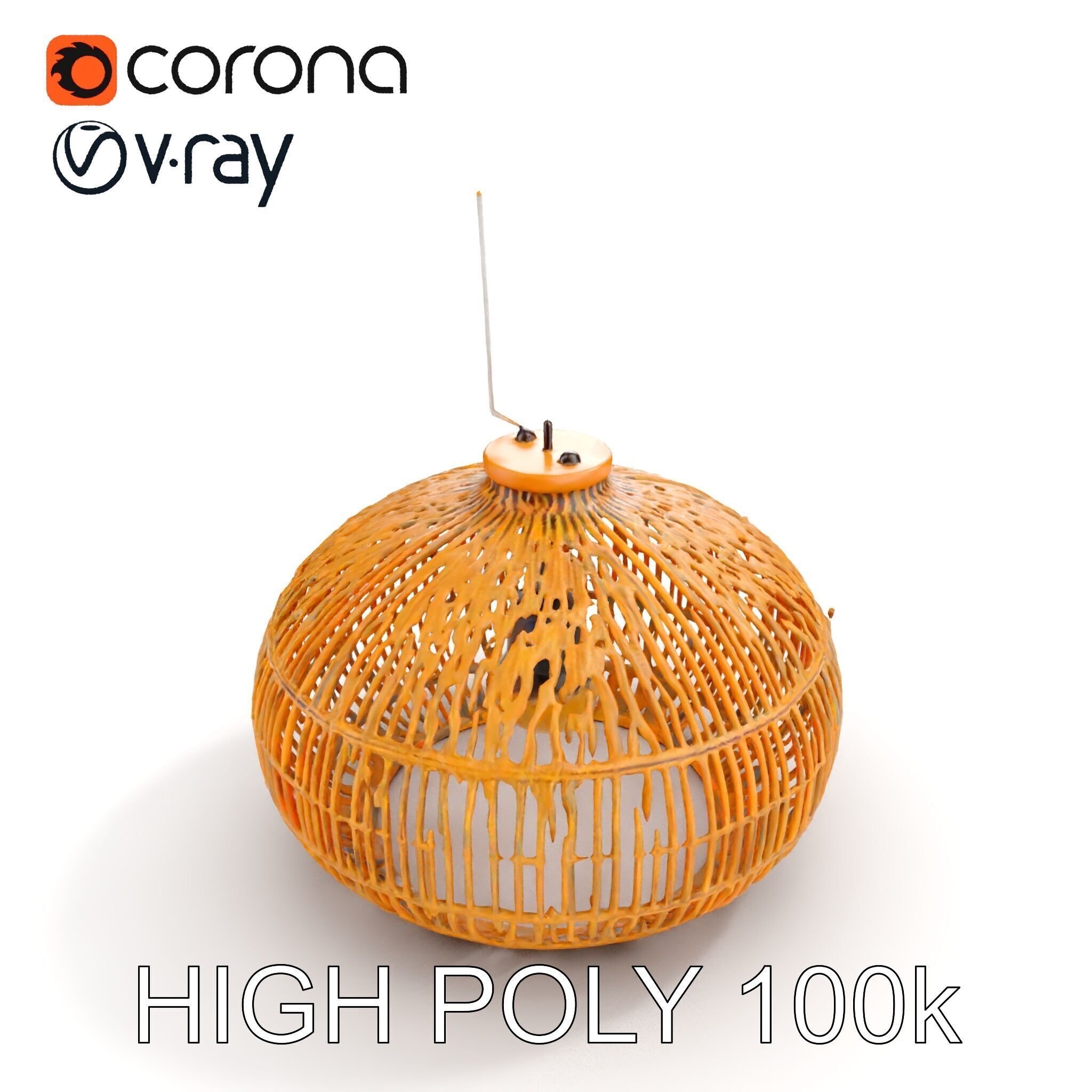 Rattan Pendant Lamp D model pack for interior design Low-poly 3D model_11