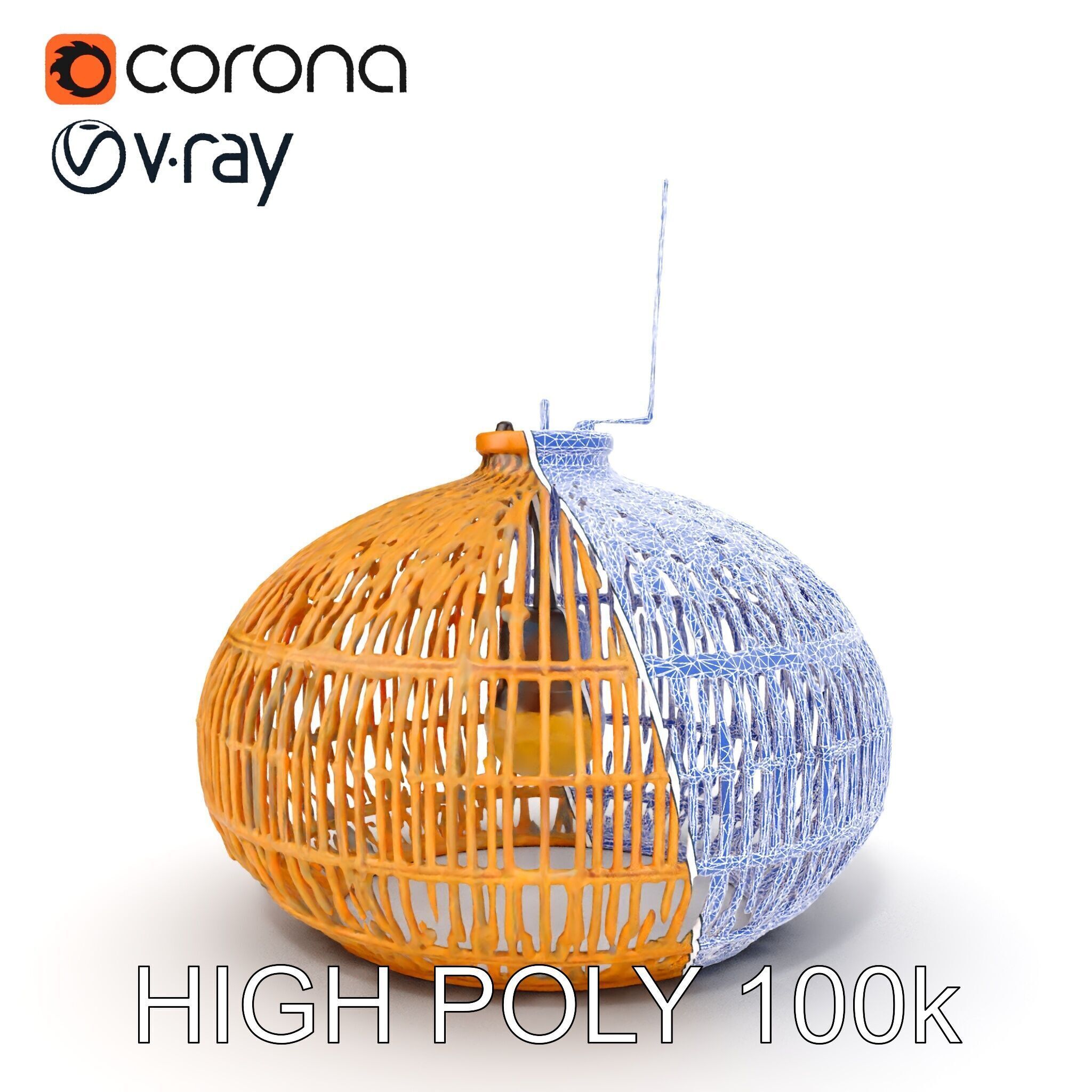 Rattan Pendant Lamp D model pack for interior design Low-poly 3D model_35