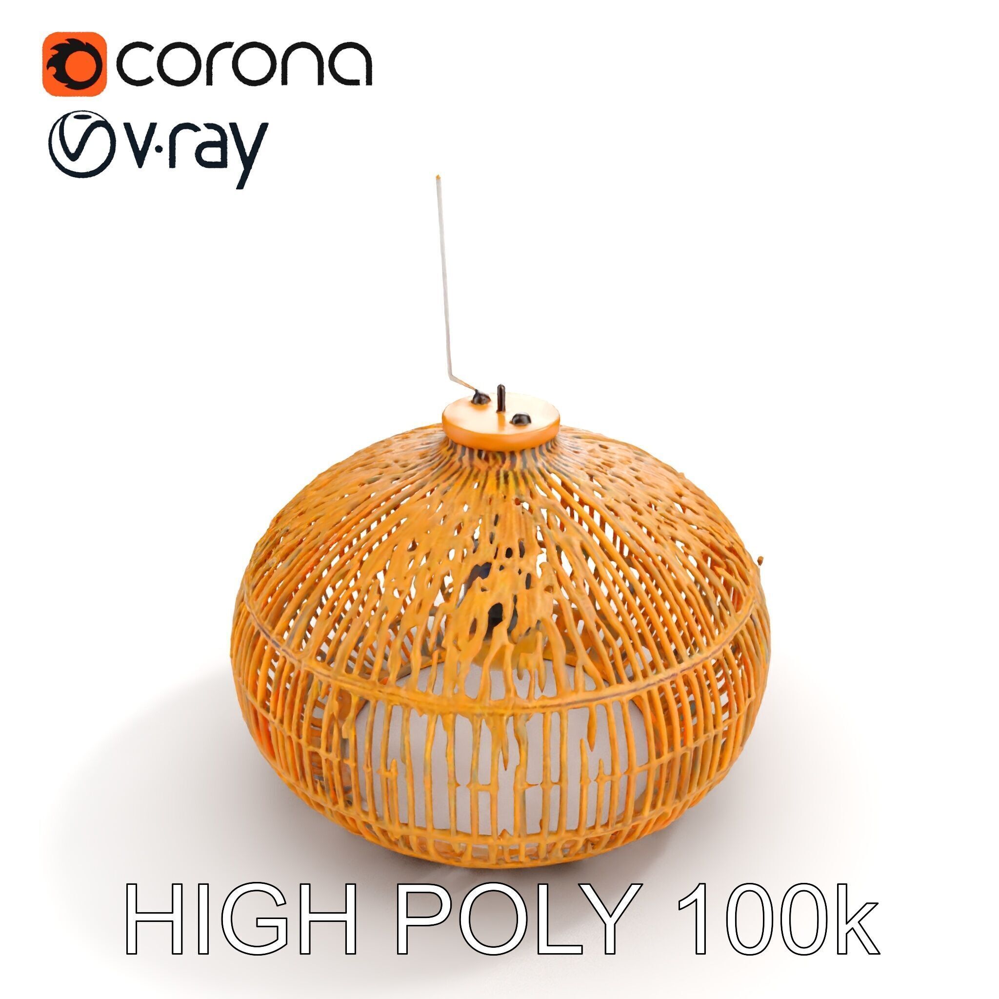 Rattan Pendant Lamp D model pack for interior design Low-poly 3D model_12