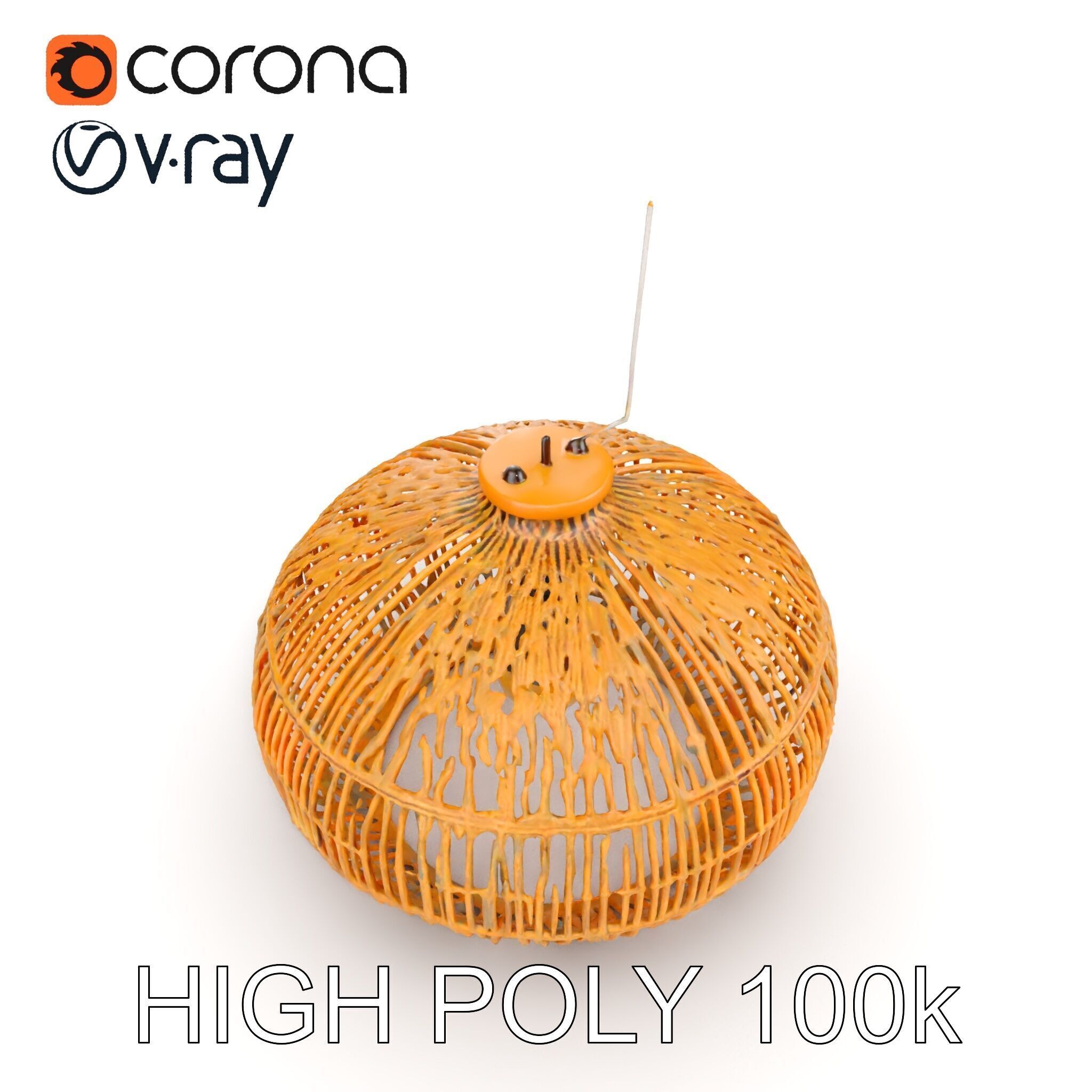 Rattan Pendant Lamp D model pack for interior design Low-poly 3D model_10