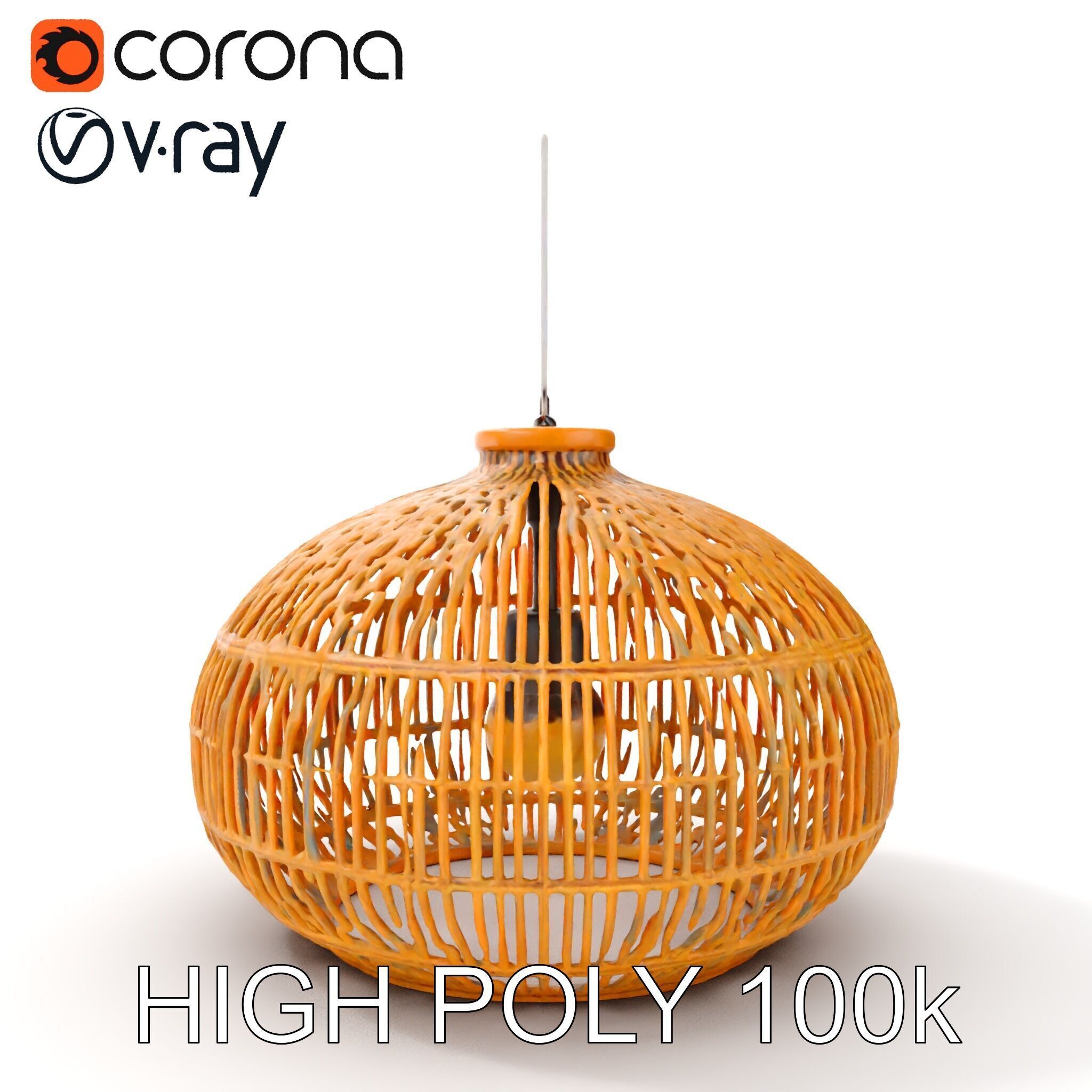 Rattan Pendant Lamp D model pack for interior design Low-poly 3D model_16