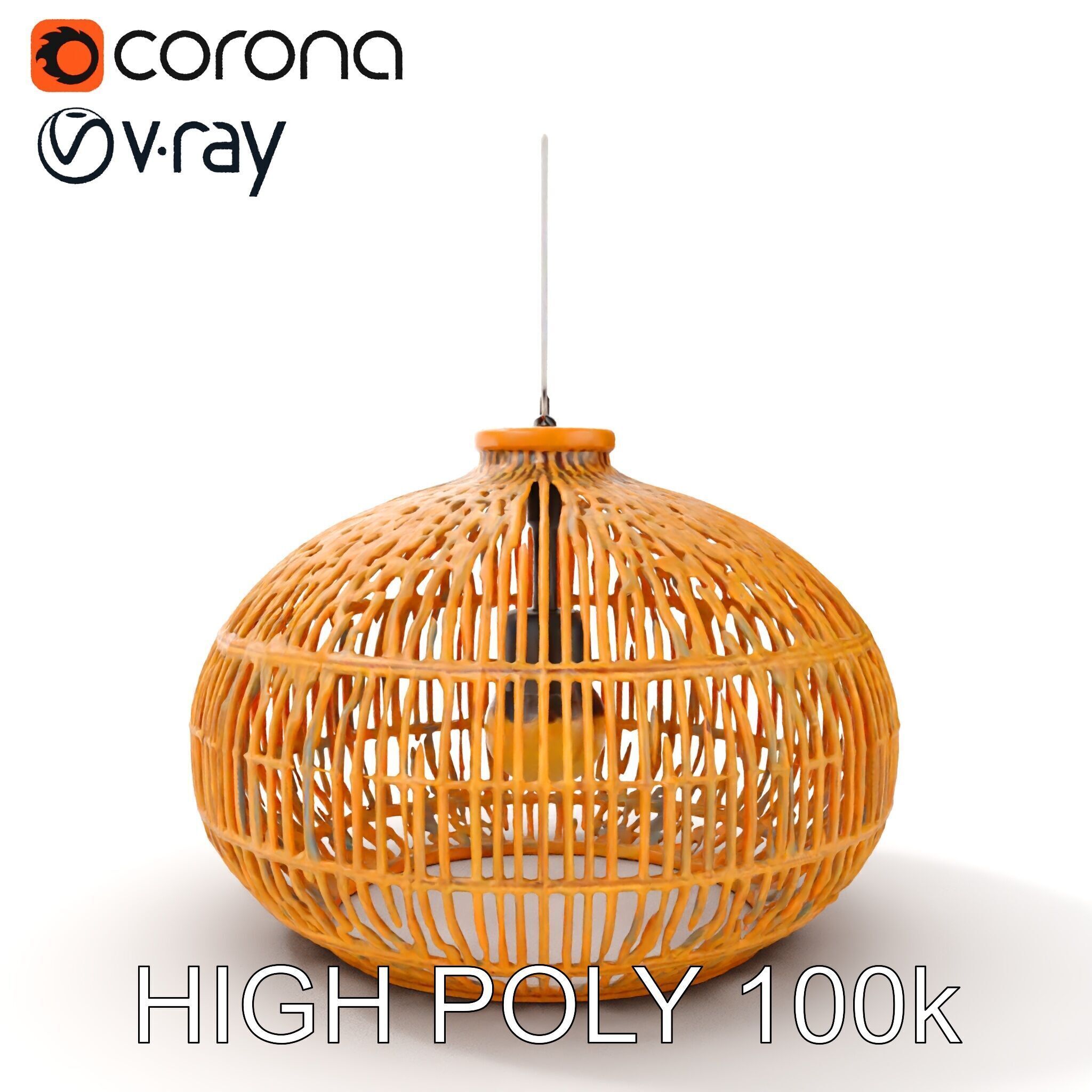Rattan Pendant Lamp D model pack for interior design Low-poly 3D model_29