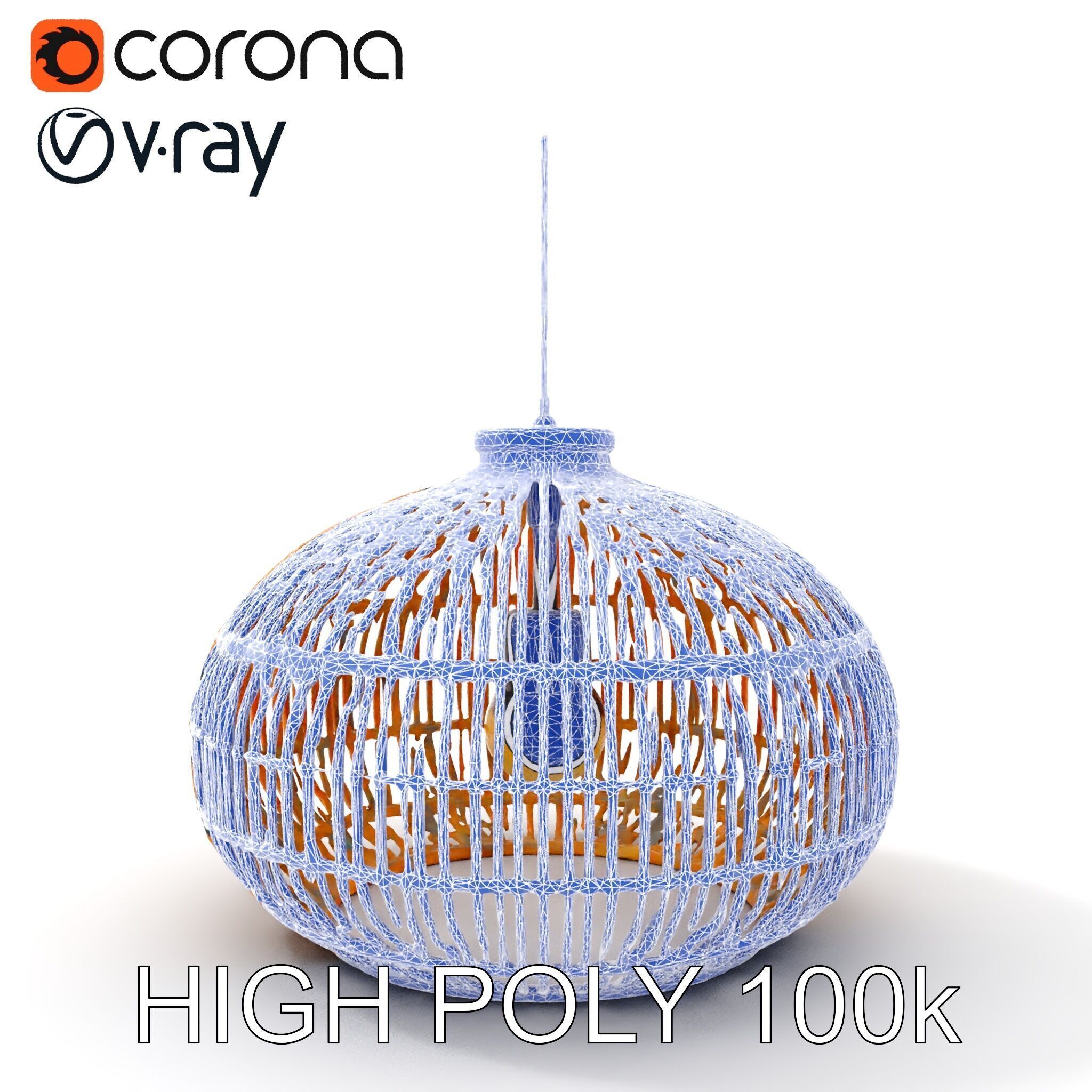 Rattan Pendant Lamp D model pack for interior design Low-poly 3D model_19