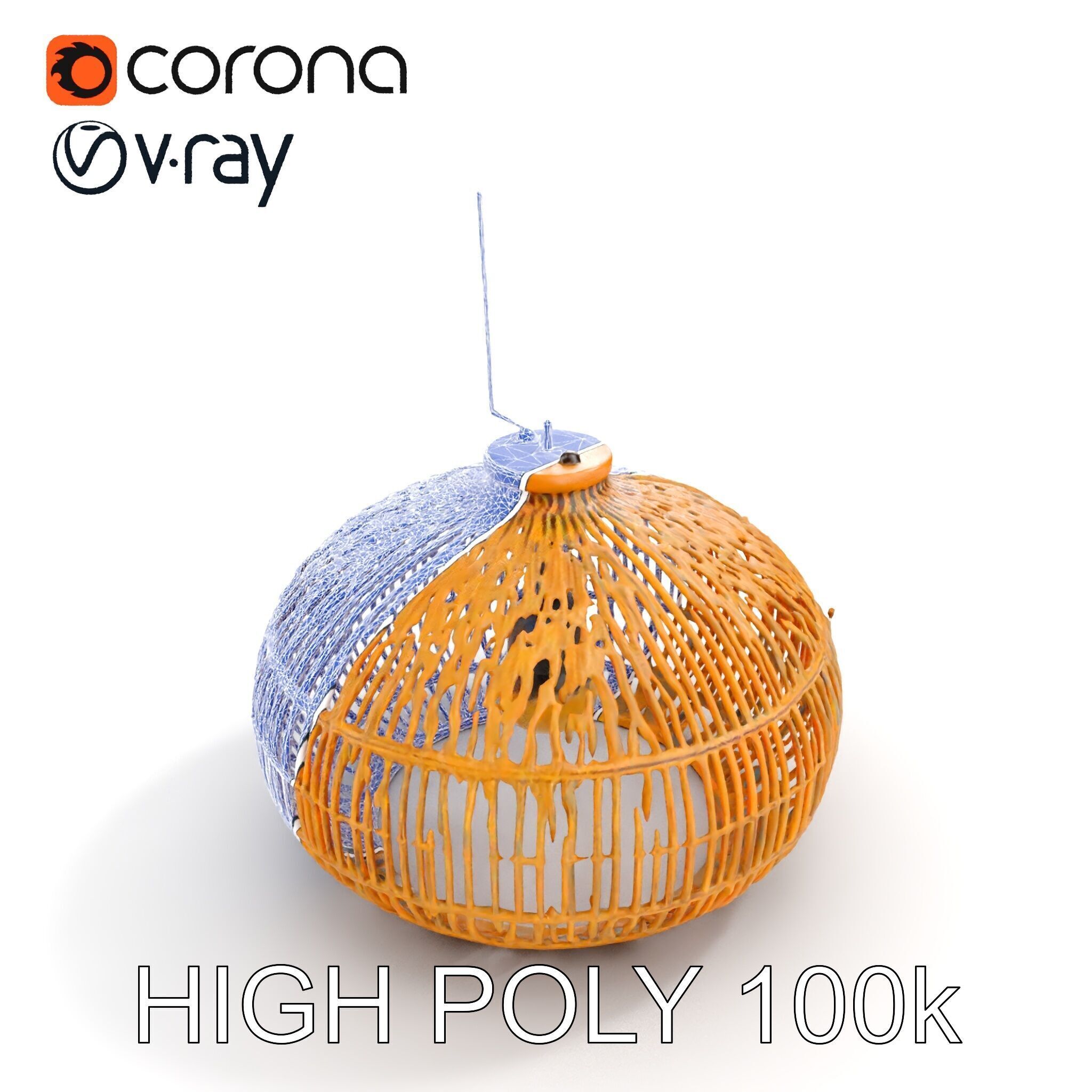 Rattan Pendant Lamp D model pack for interior design Low-poly 3D model_13