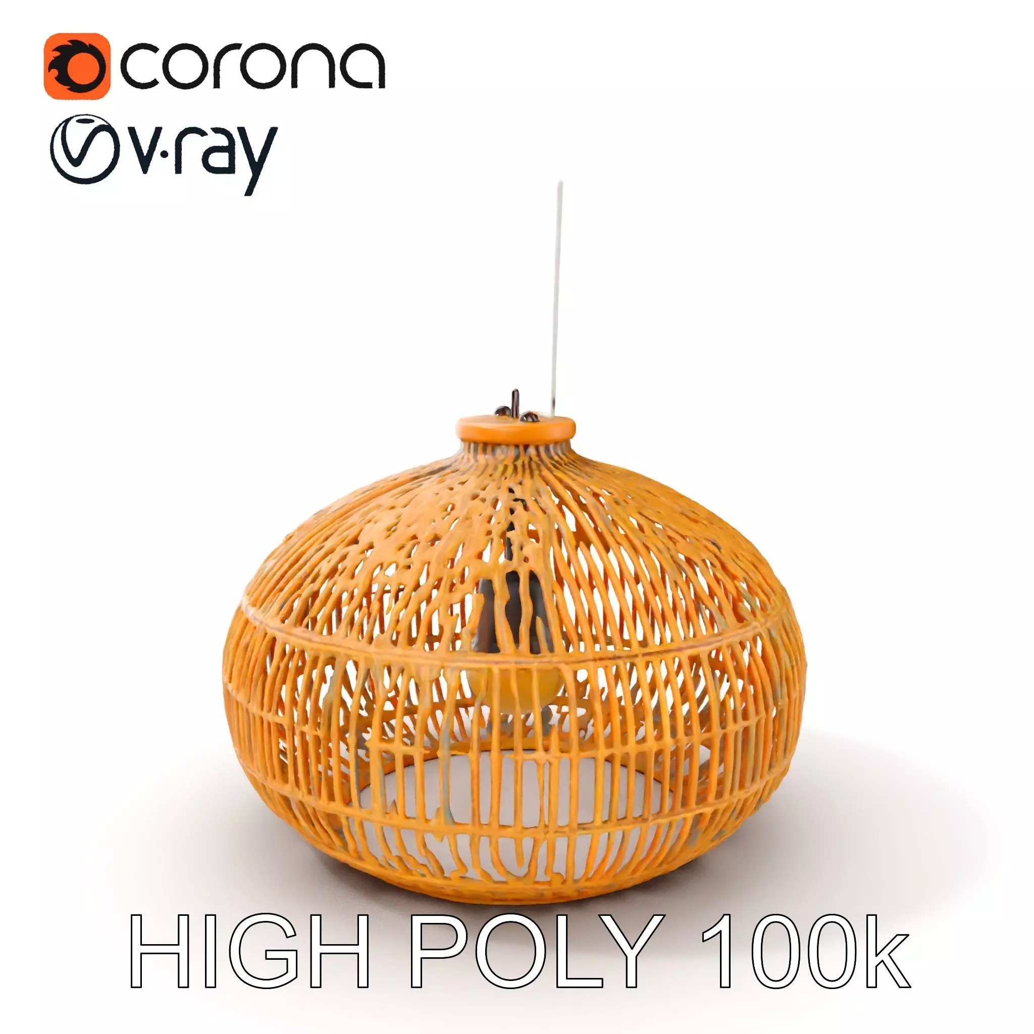 Rattan Pendant Lamp D model pack for interior design Low-poly 3D model_0