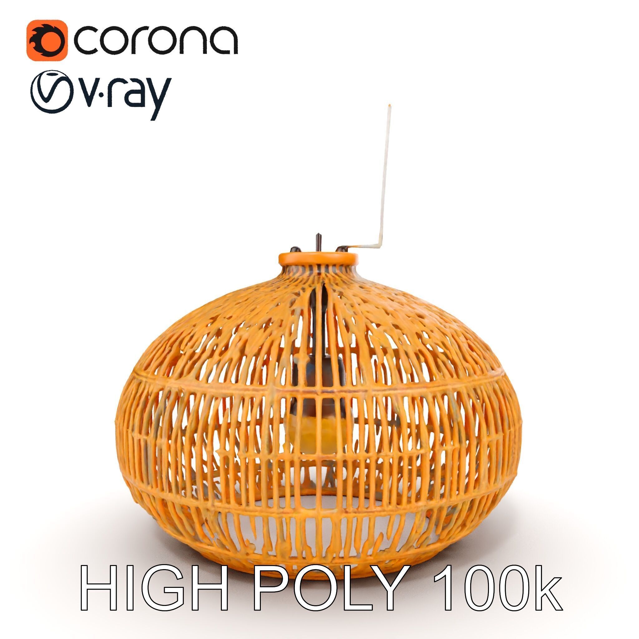Rattan Pendant Lamp D model pack for interior design Low-poly 3D model_15