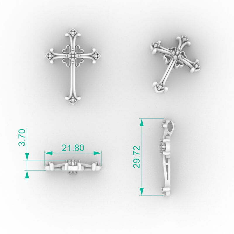 Gothic Cross Necklace 3D print model_4