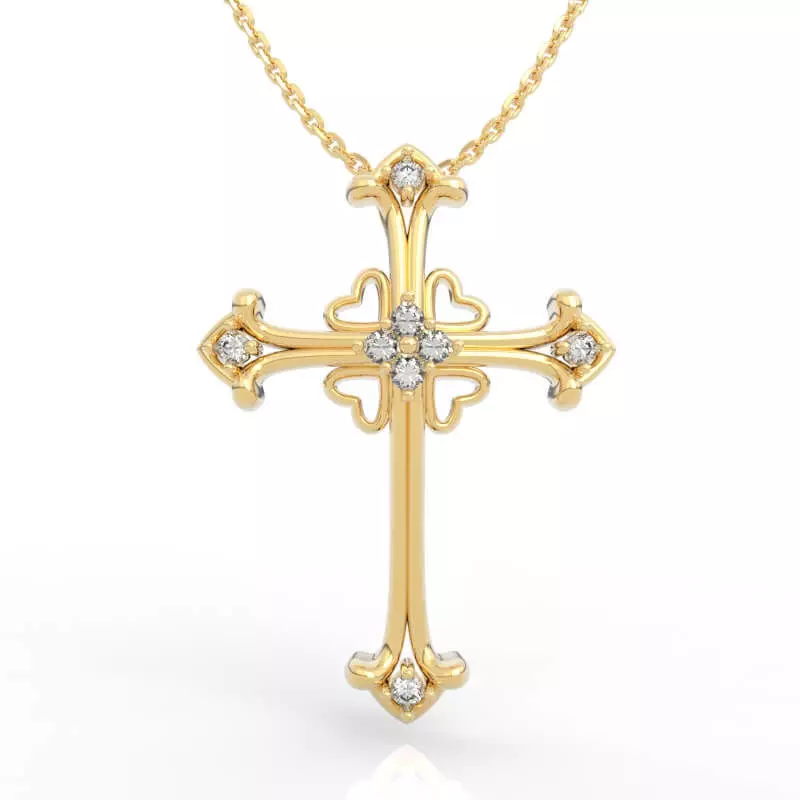 Gothic Cross Necklace 3D print model_0