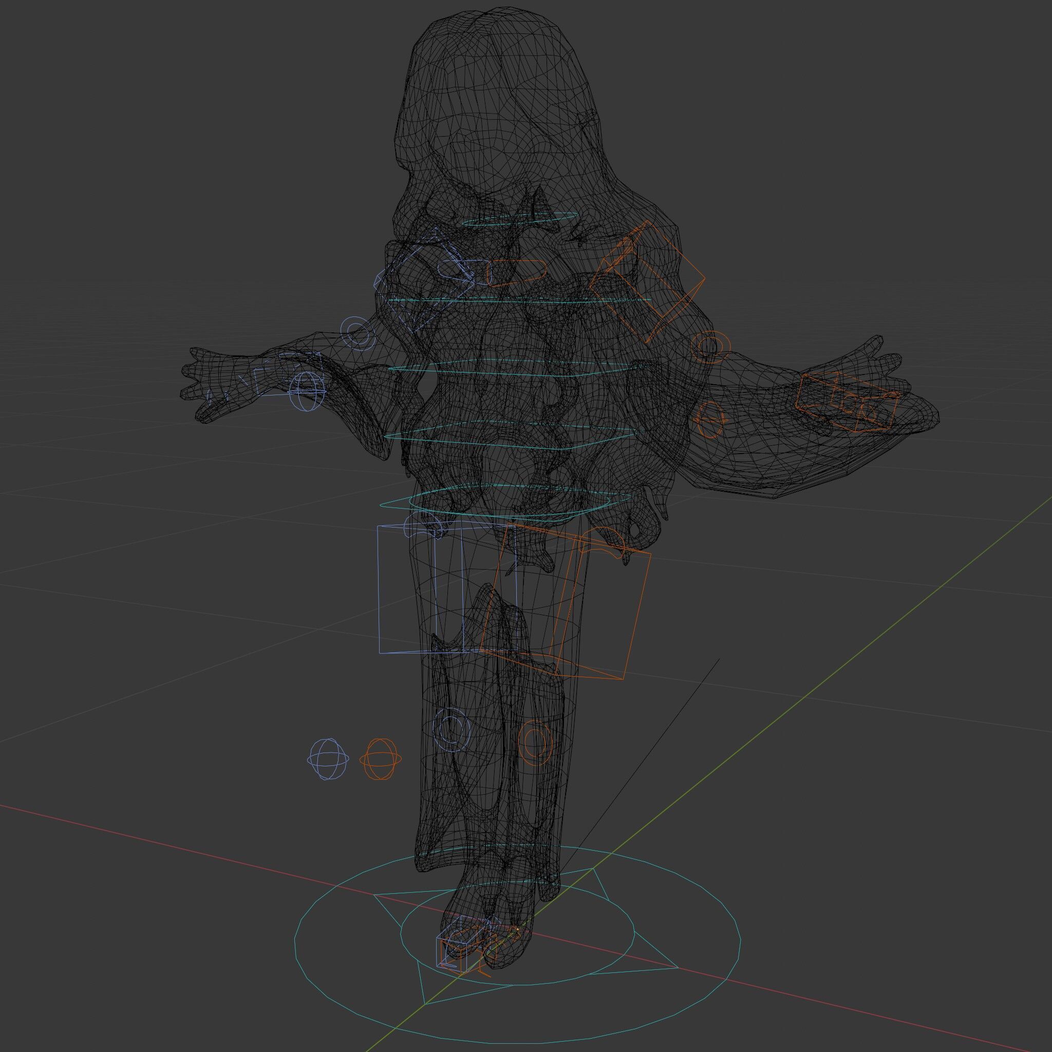 Elegant Sorceress Character Model Rigged and Animated Low-poly 3D model_9