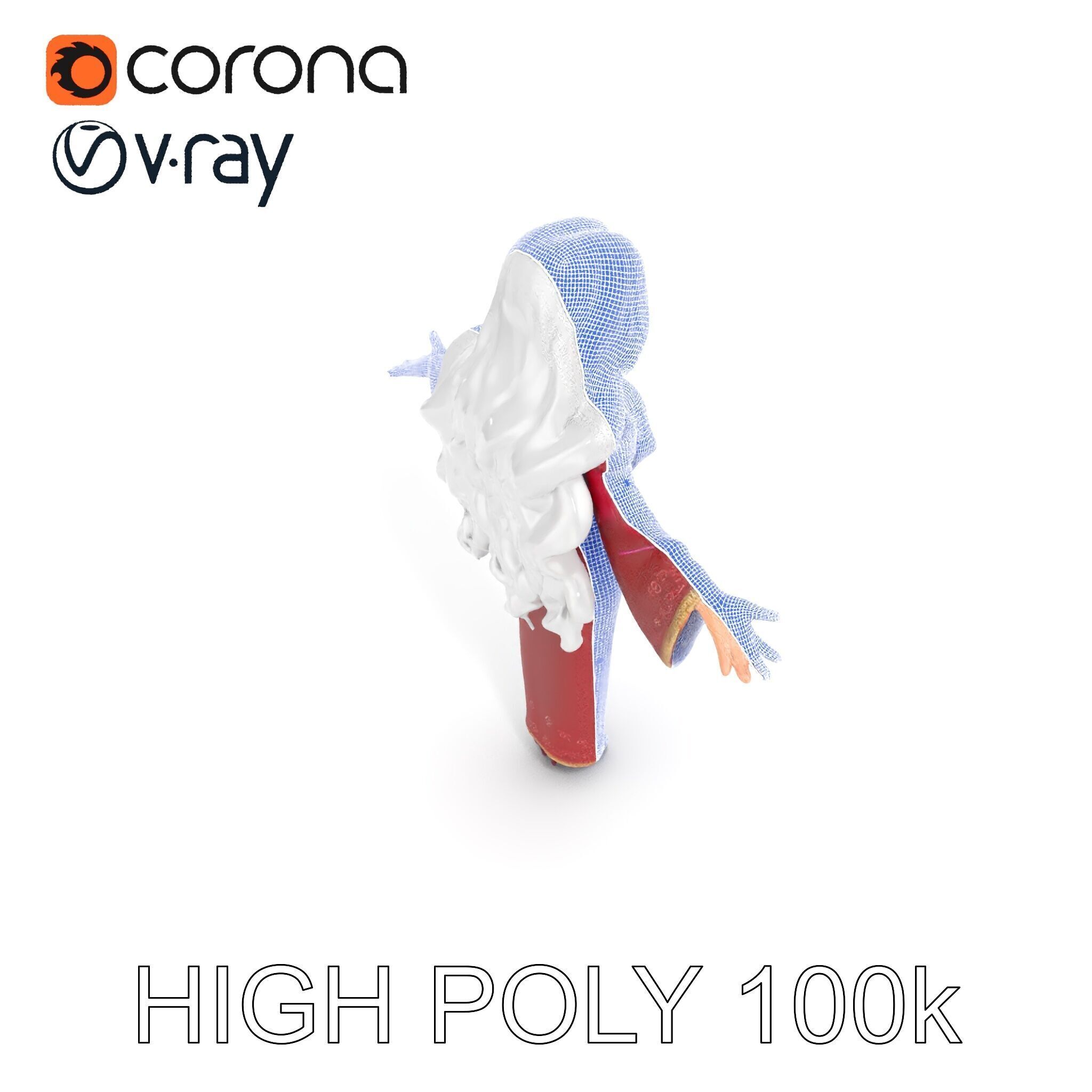 Elegant Sorceress Character Model Rigged and Animated Low-poly 3D model_14