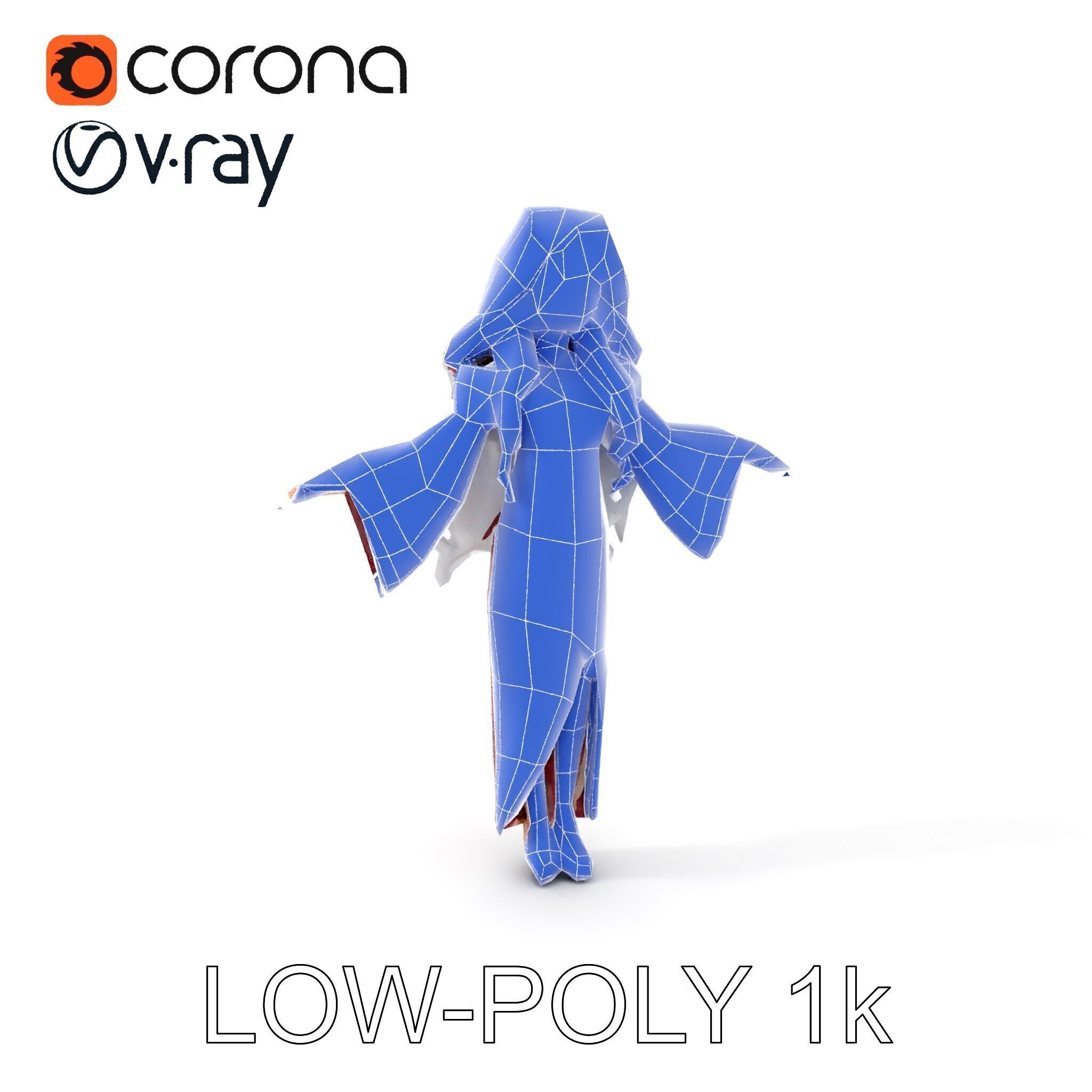 Elegant Sorceress Character Model Rigged and Animated Low-poly 3D model_19