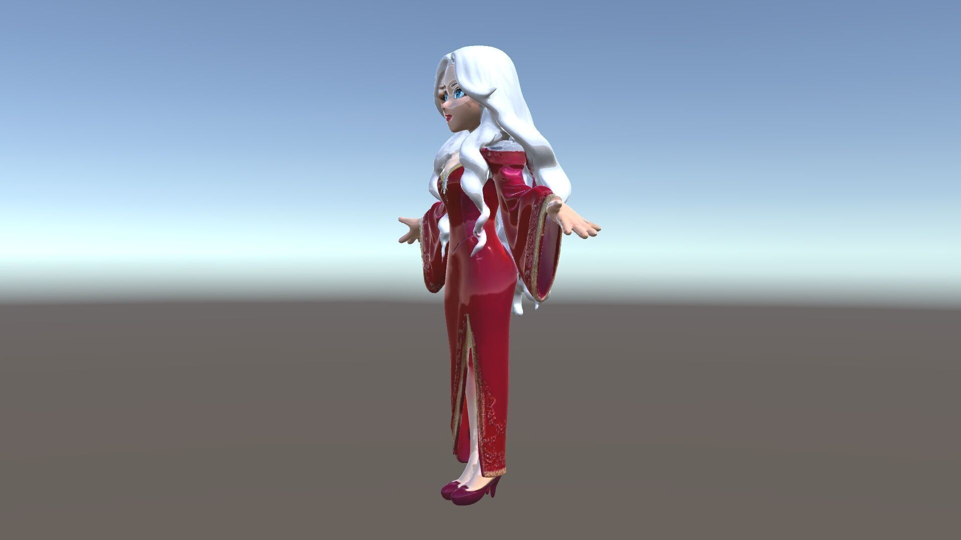 Elegant Sorceress Character Model Rigged and Animated Low-poly 3D model_6