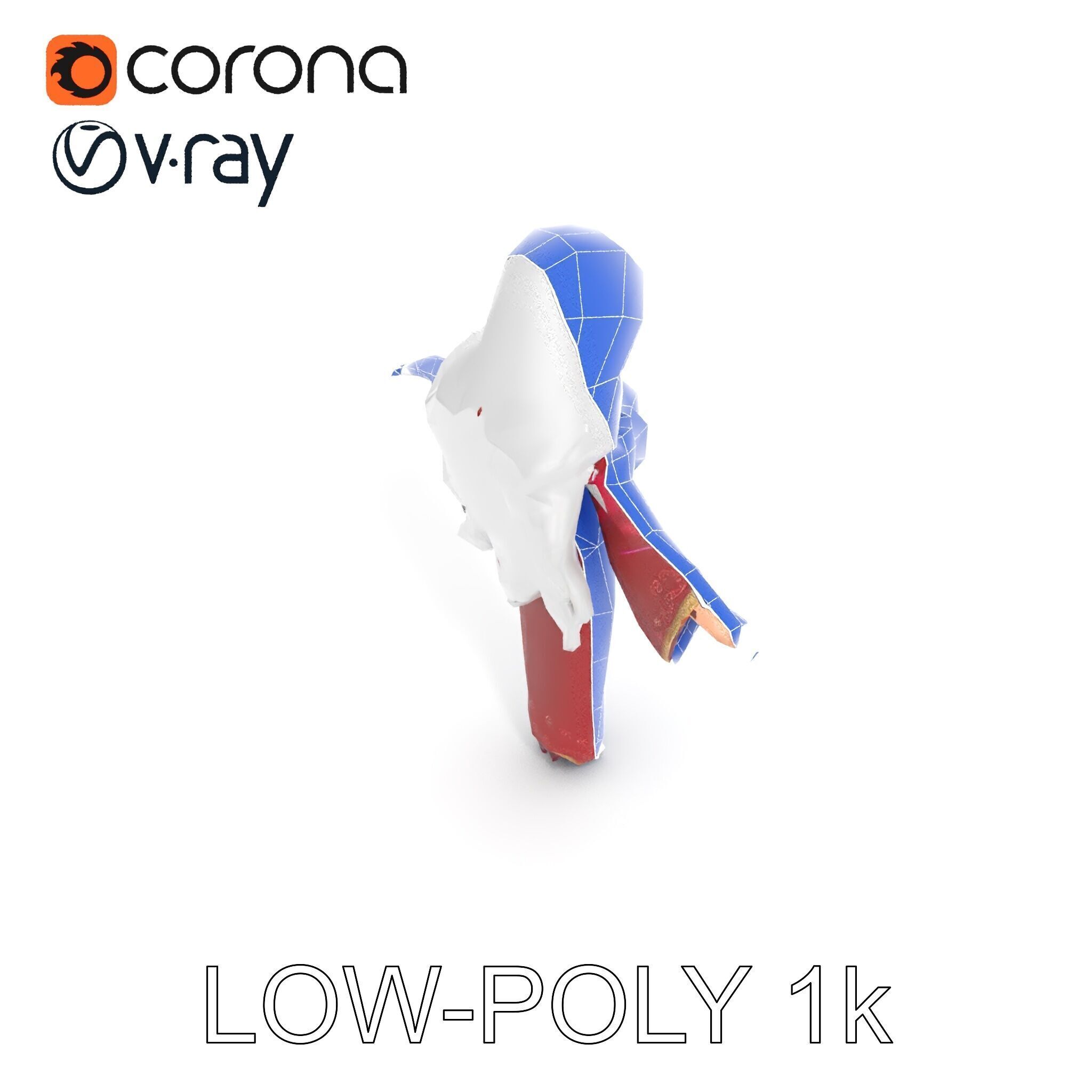 Elegant Sorceress Character Model Rigged and Animated Low-poly 3D model_32