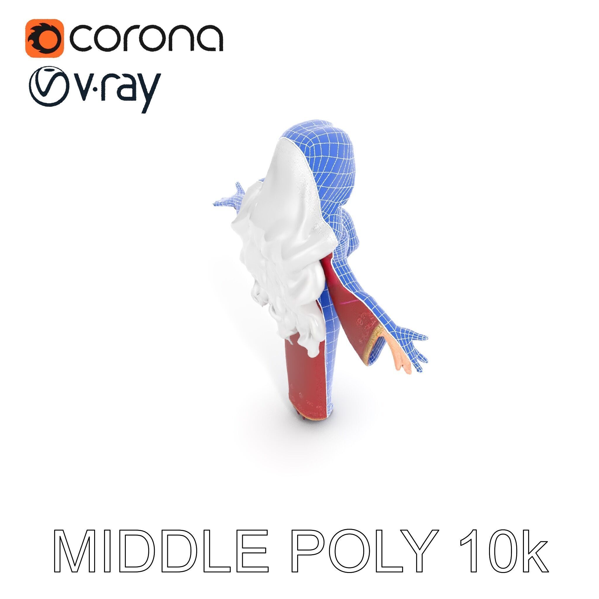 Elegant Sorceress Character Model Rigged and Animated Low-poly 3D model_37