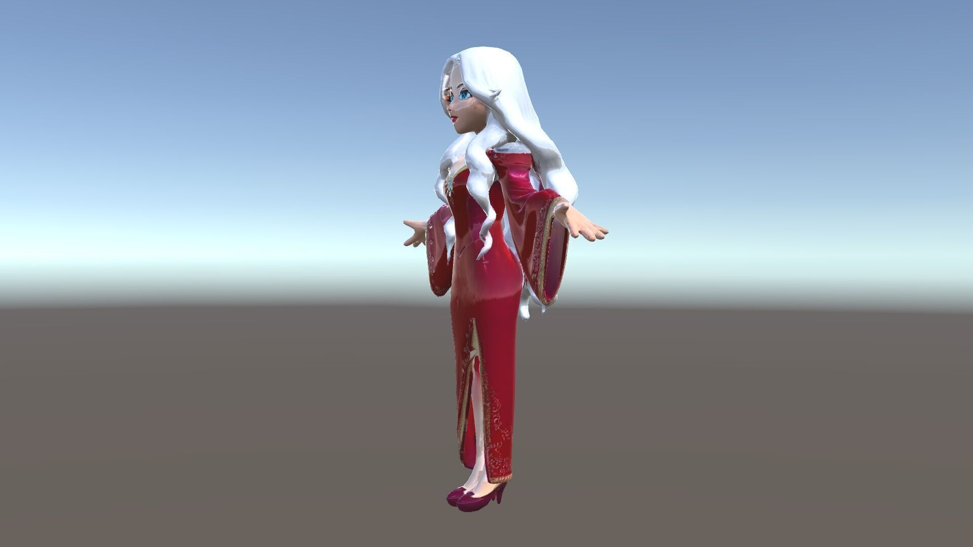 Elegant Sorceress Character Model Rigged and Animated Low-poly 3D model_38