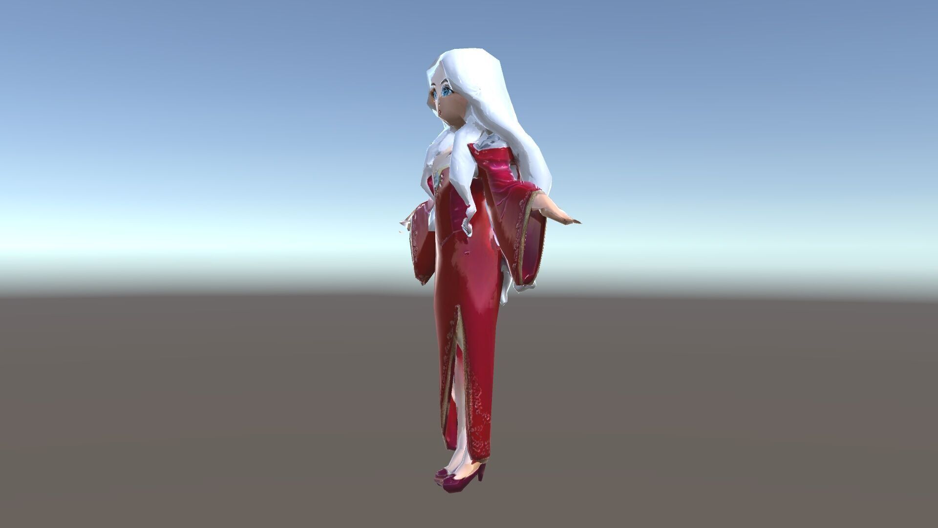 Elegant Sorceress Character Model Rigged and Animated Low-poly 3D model_35