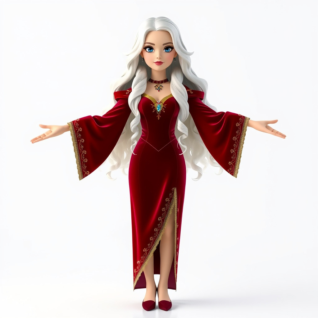 Elegant Sorceress Character Model Rigged and Animated Low-poly 3D model_3